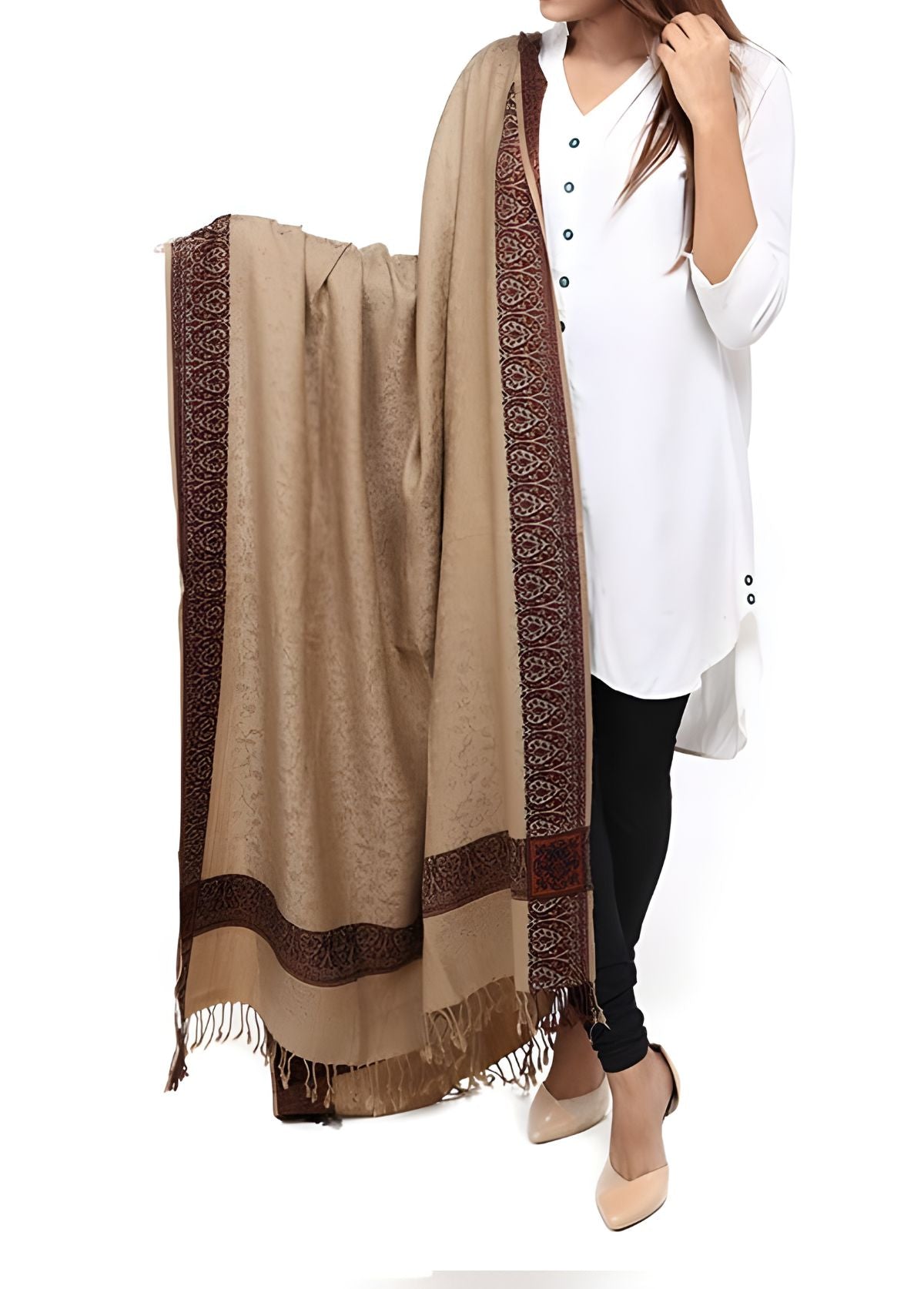 Shawl in Khaki brown Color by - Trendy Women Shawl USR6348