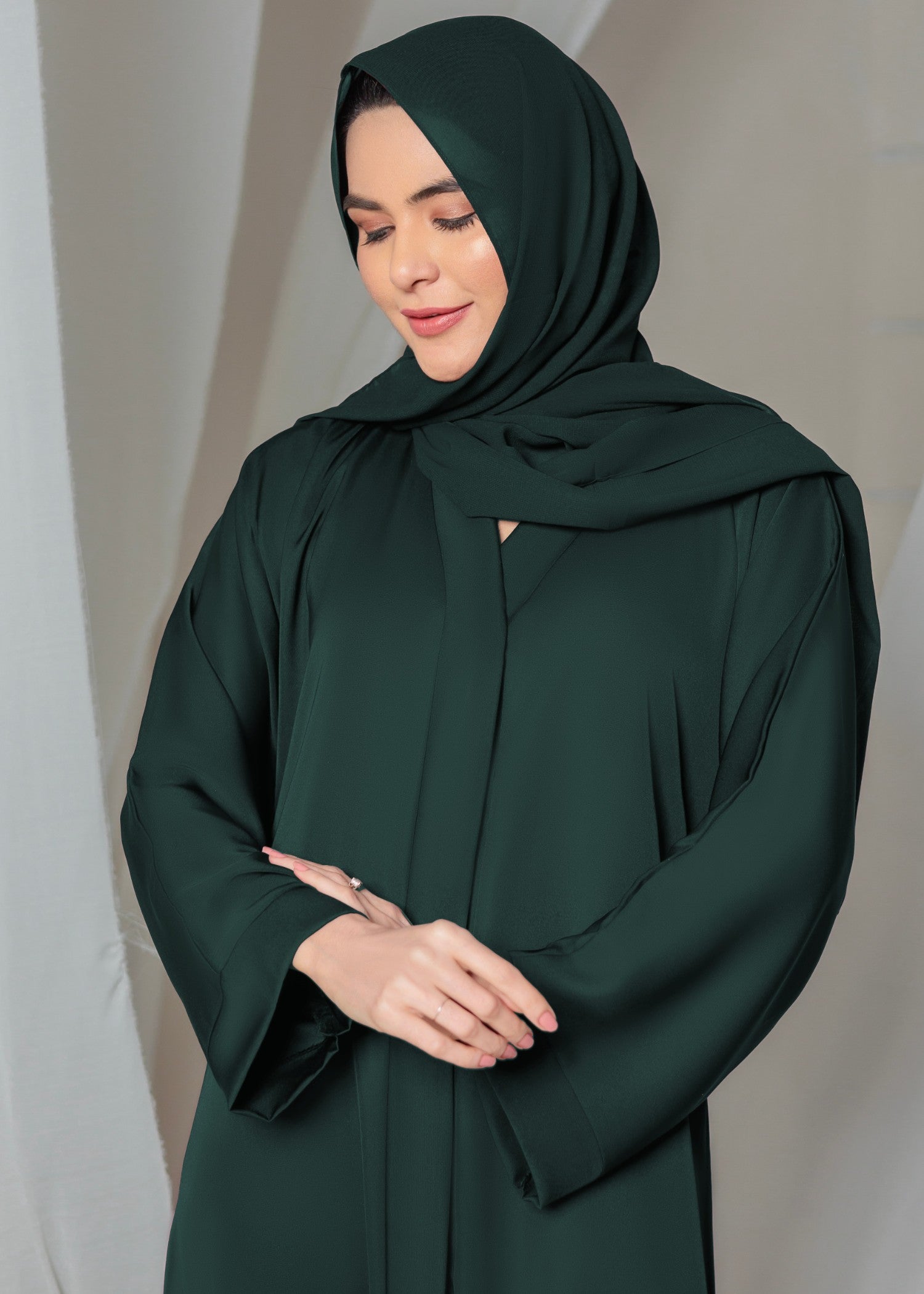 georgette Abaya in Bottle green