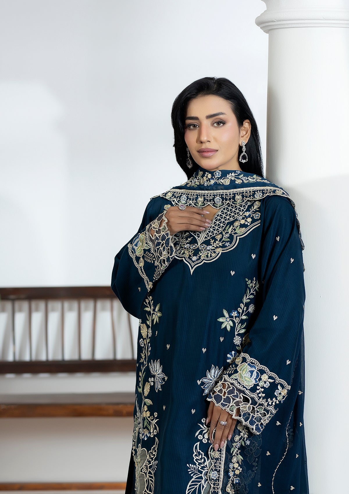 viscose Kurta Set in Navy blue