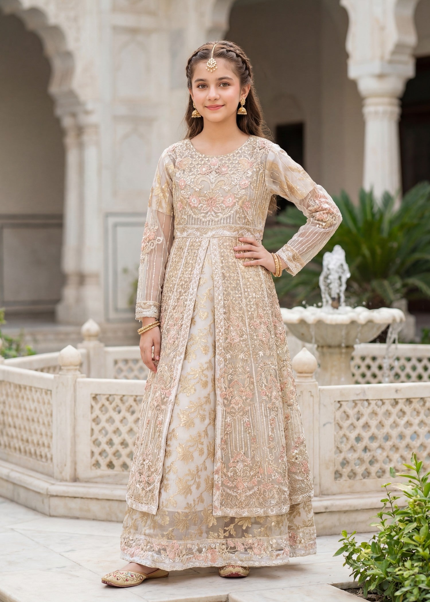 net Pishwas in Pearl white