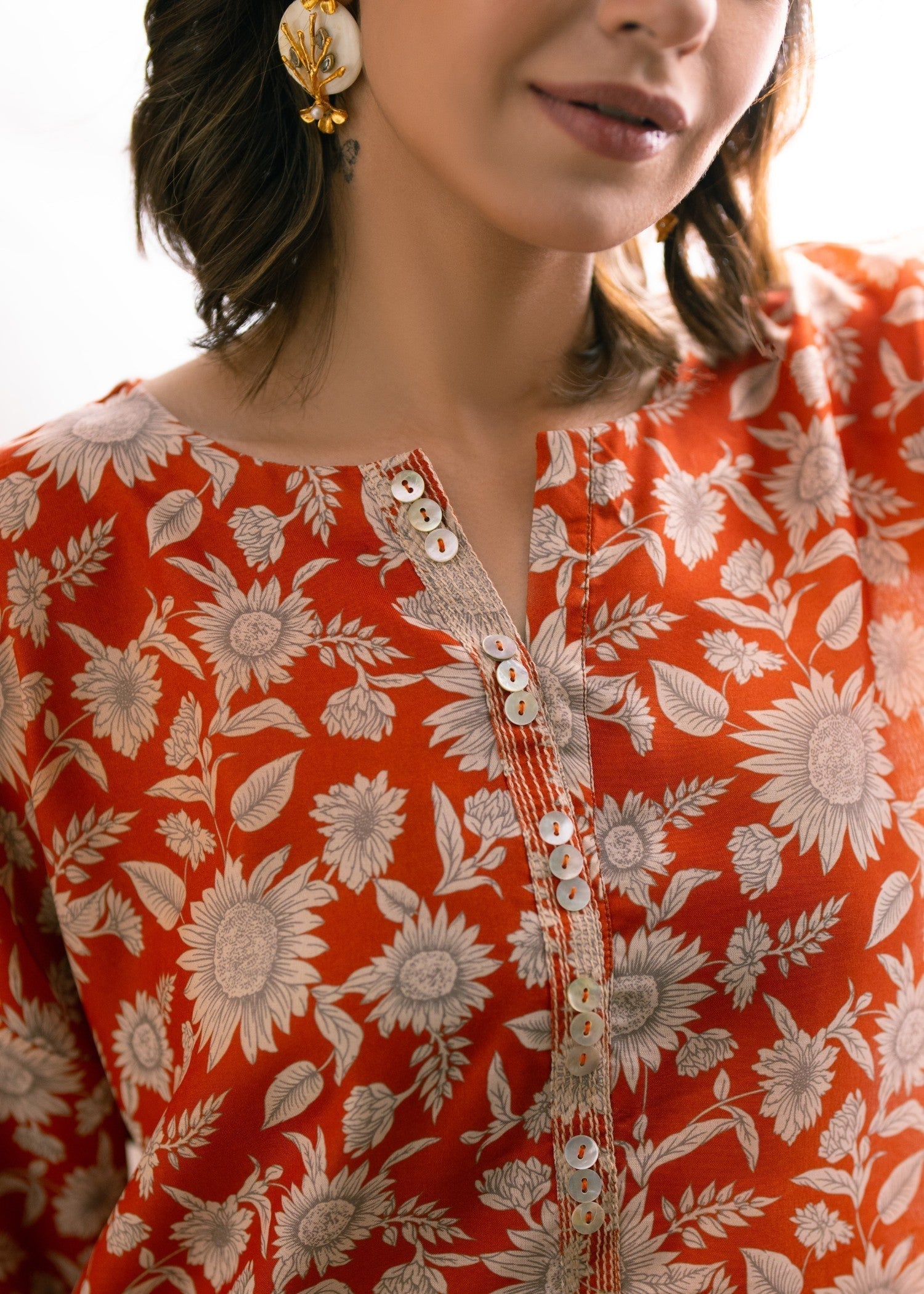 poly viscose Co Ord Sets in Orange