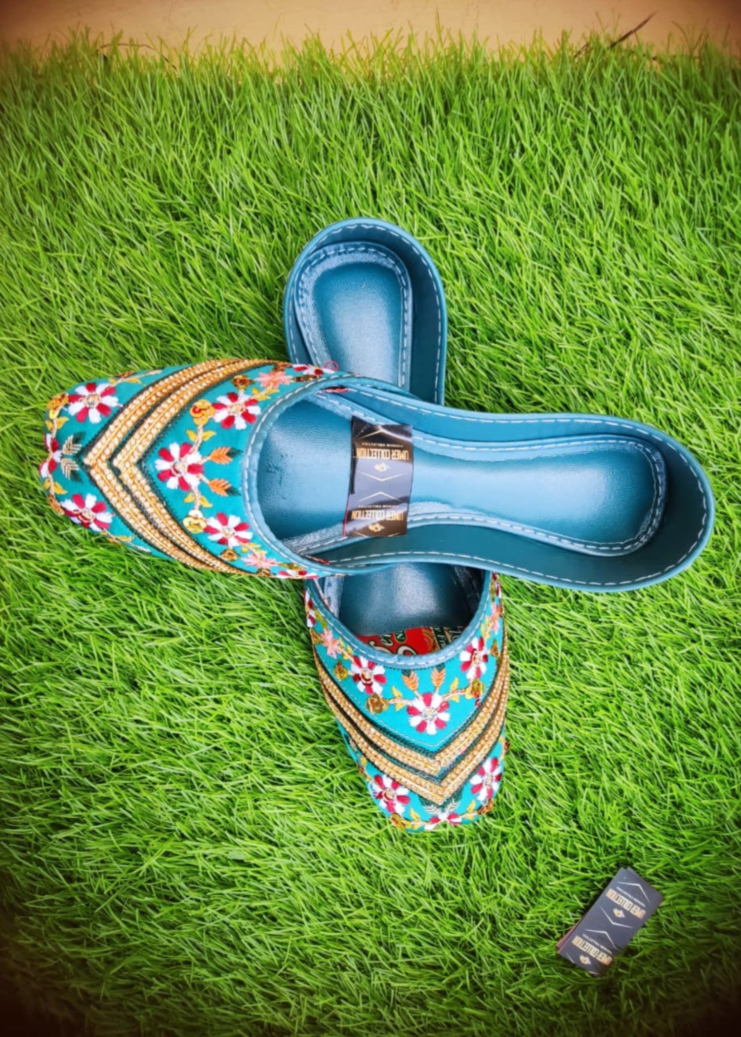 Khussa in Teal by - High Quality Women Khussa FON0971