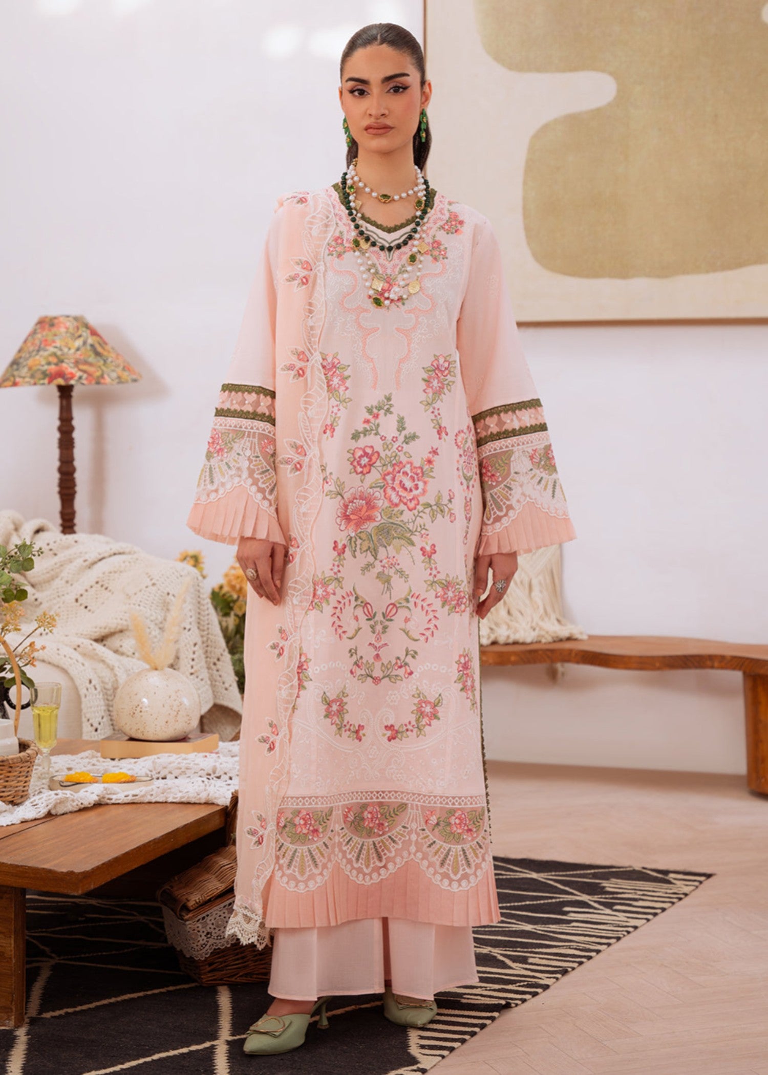 lawn Unstitched in Pastel pink