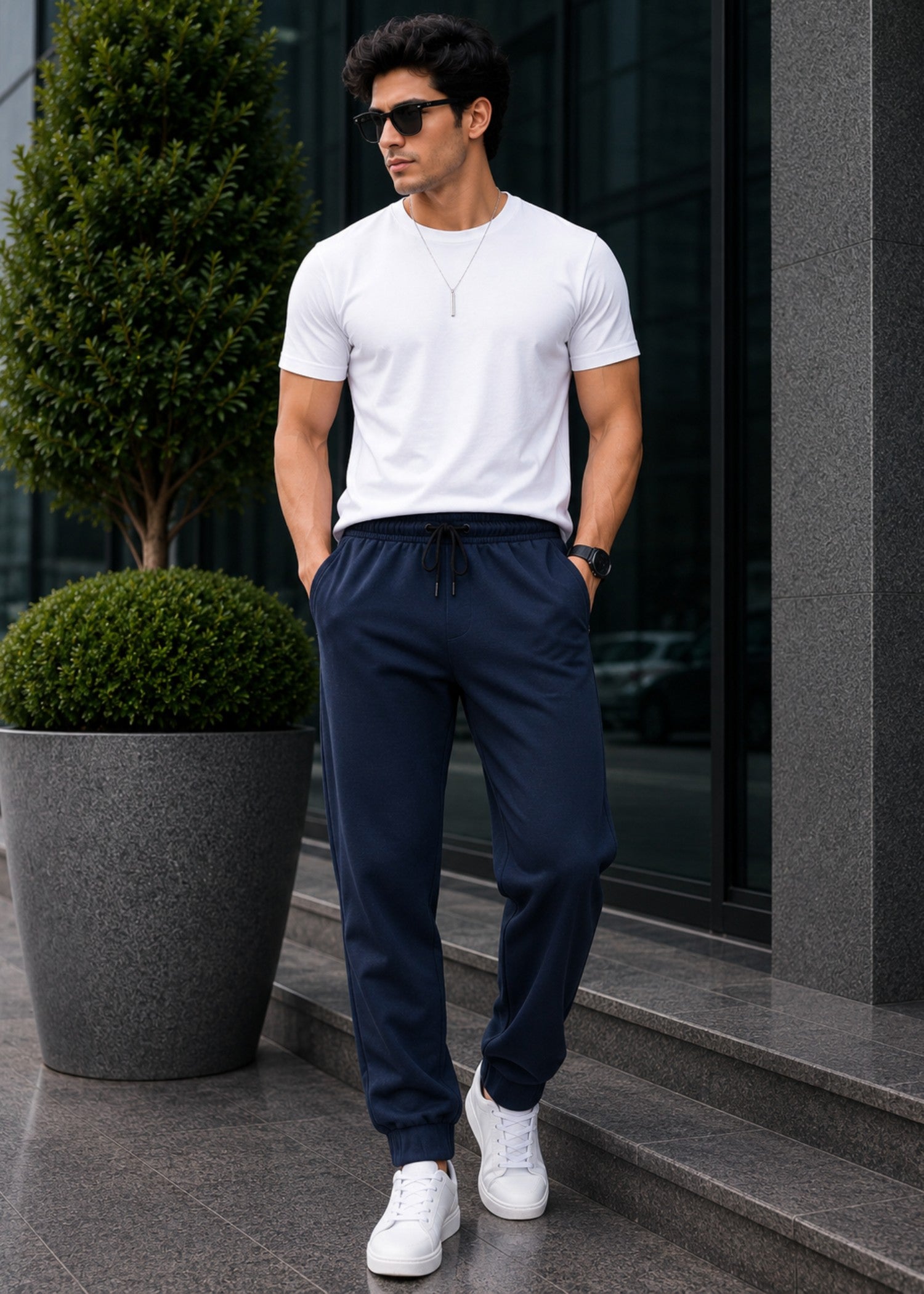 cotton Trousers in Moonlight blue by Bin Khalid