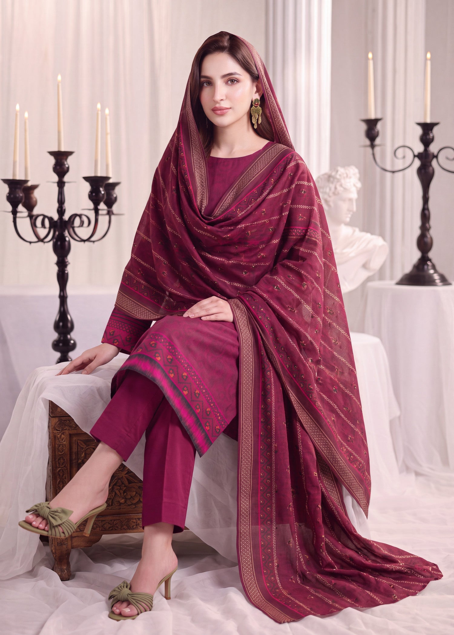 wool Unstitched in Maroon