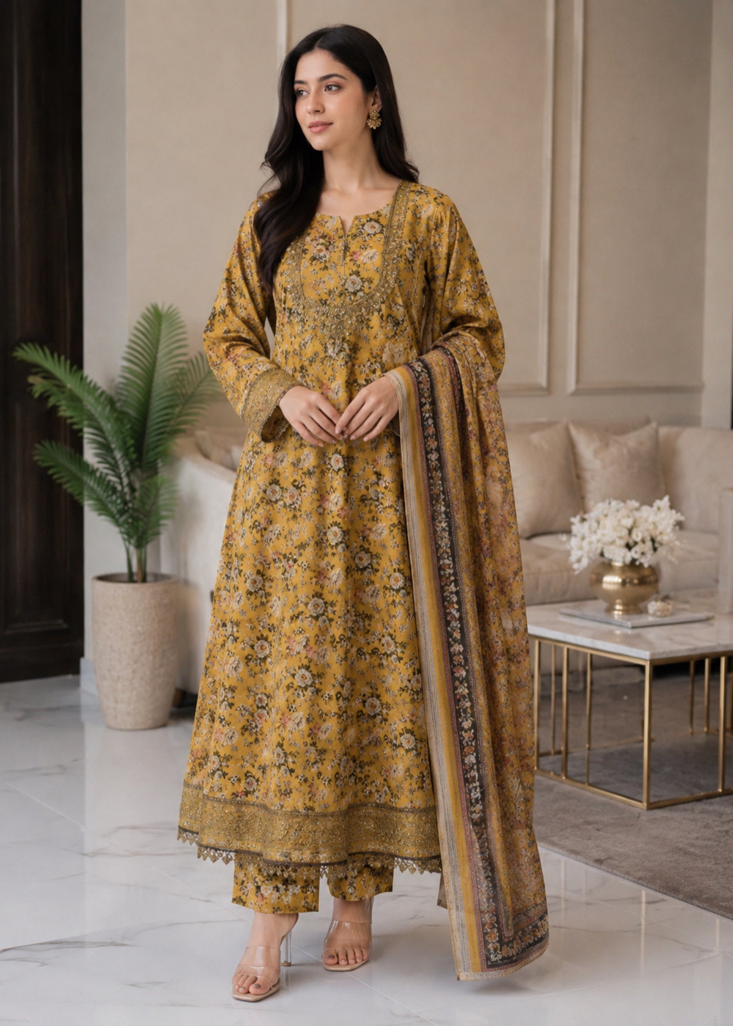 lawn Pishwas in Blonde