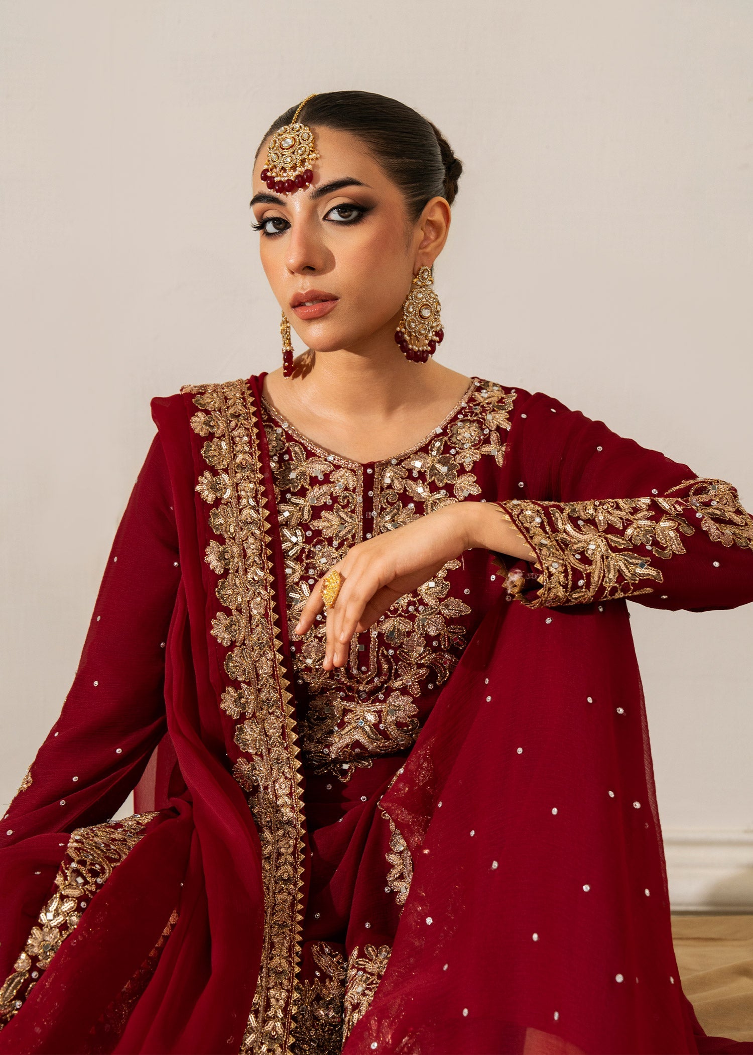 chiffon Sharara in Maroon
