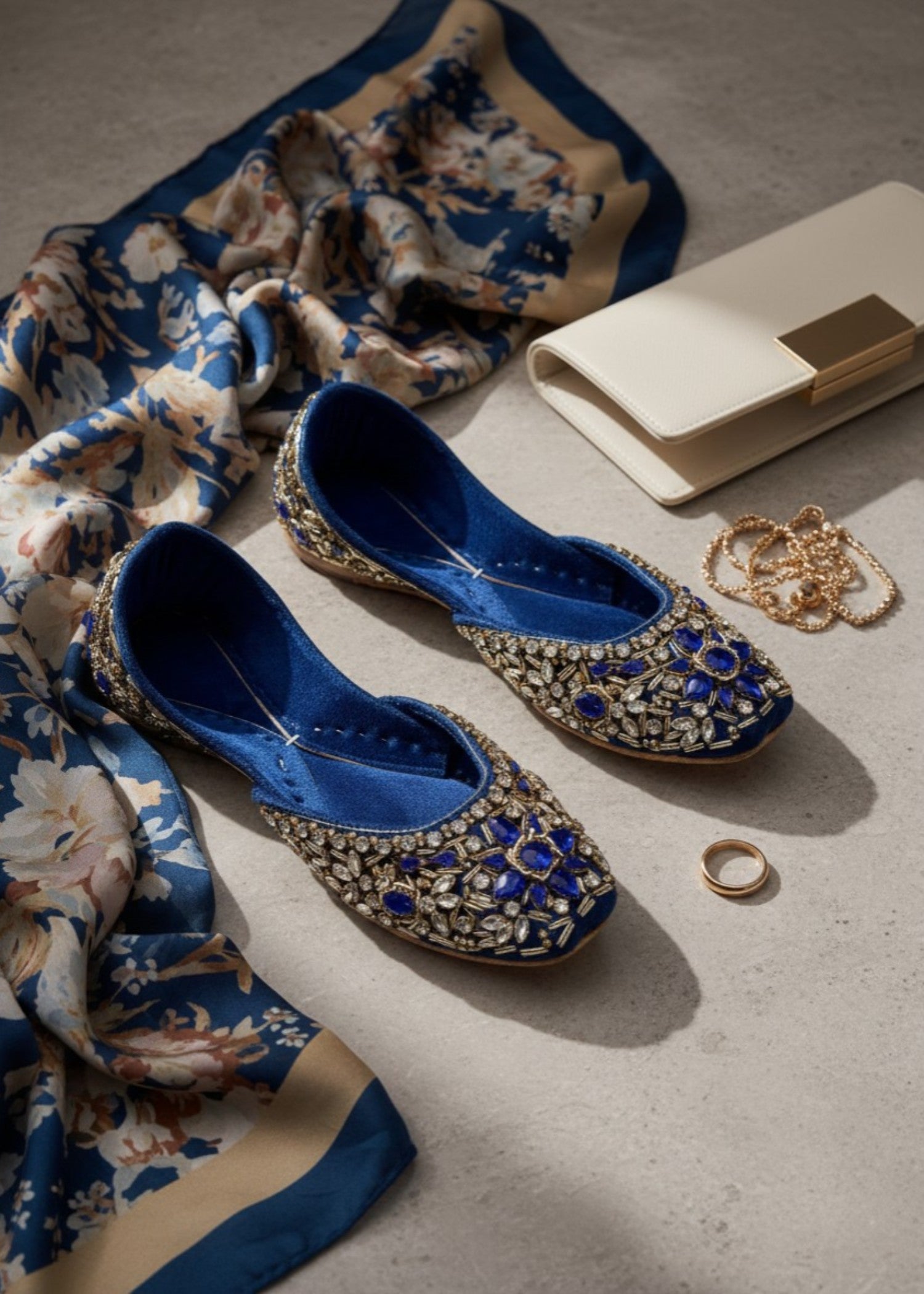 Khussa in Blue by - High Quality Women Khussa NUN5664