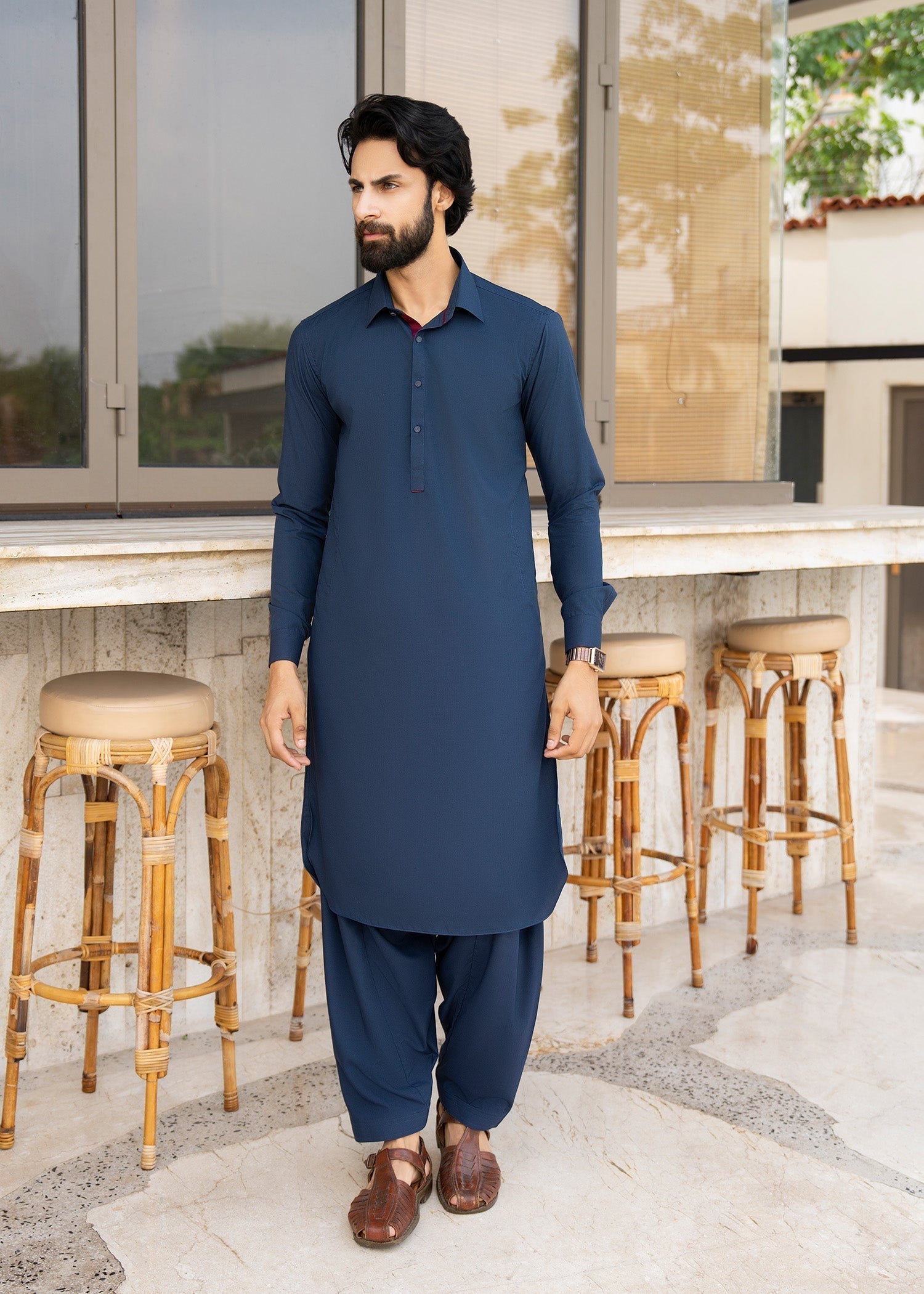 wash & wear Shalwar Kameez in Royal blue by Buraq