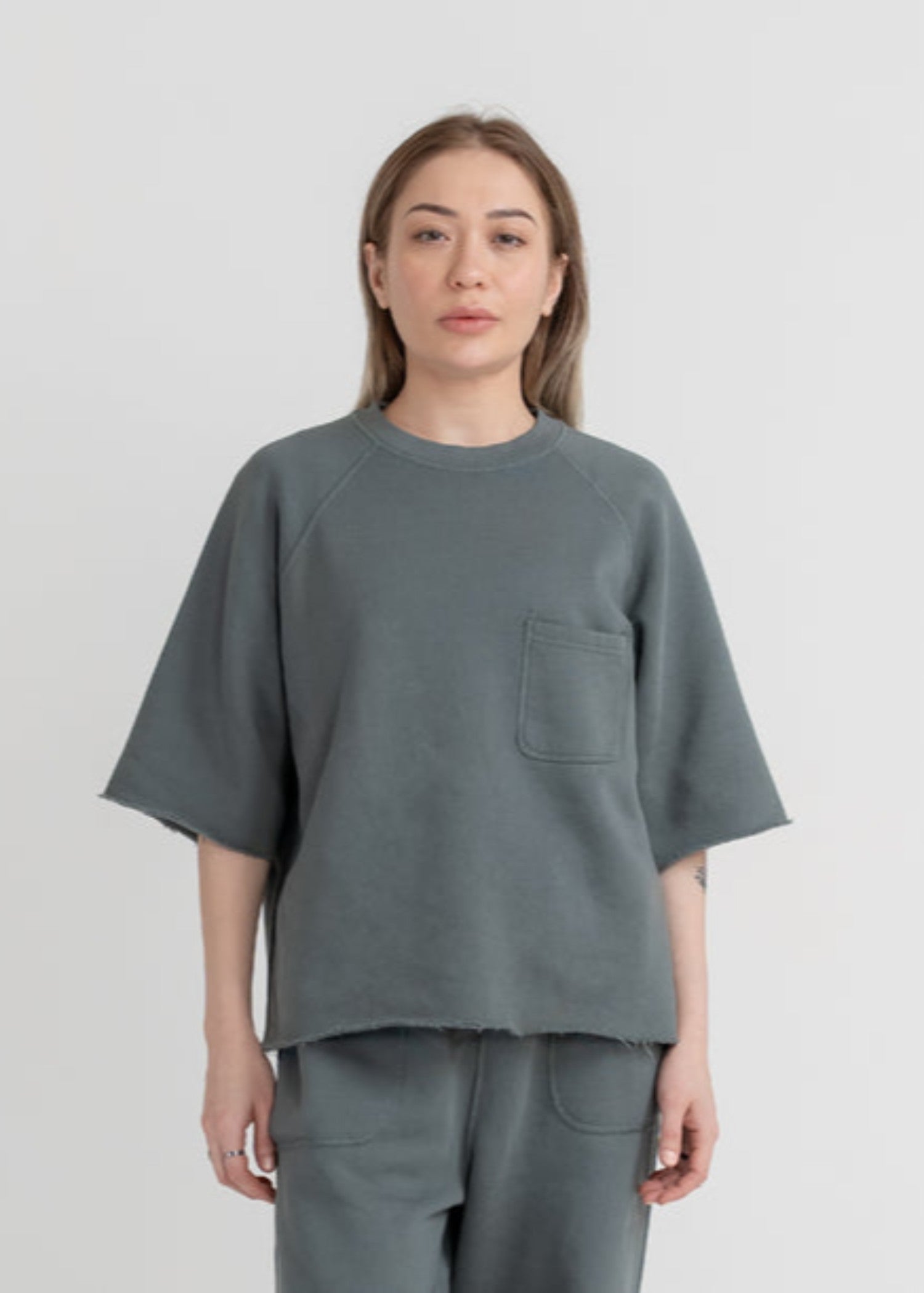 fleece T Shirt in Grey