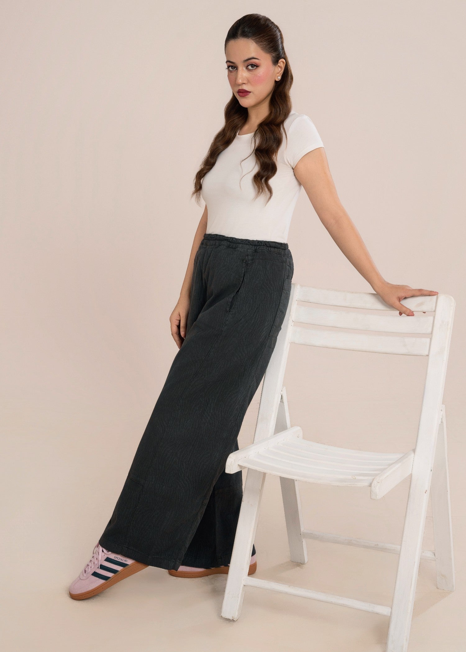 spandex Trousers in Charcoal black