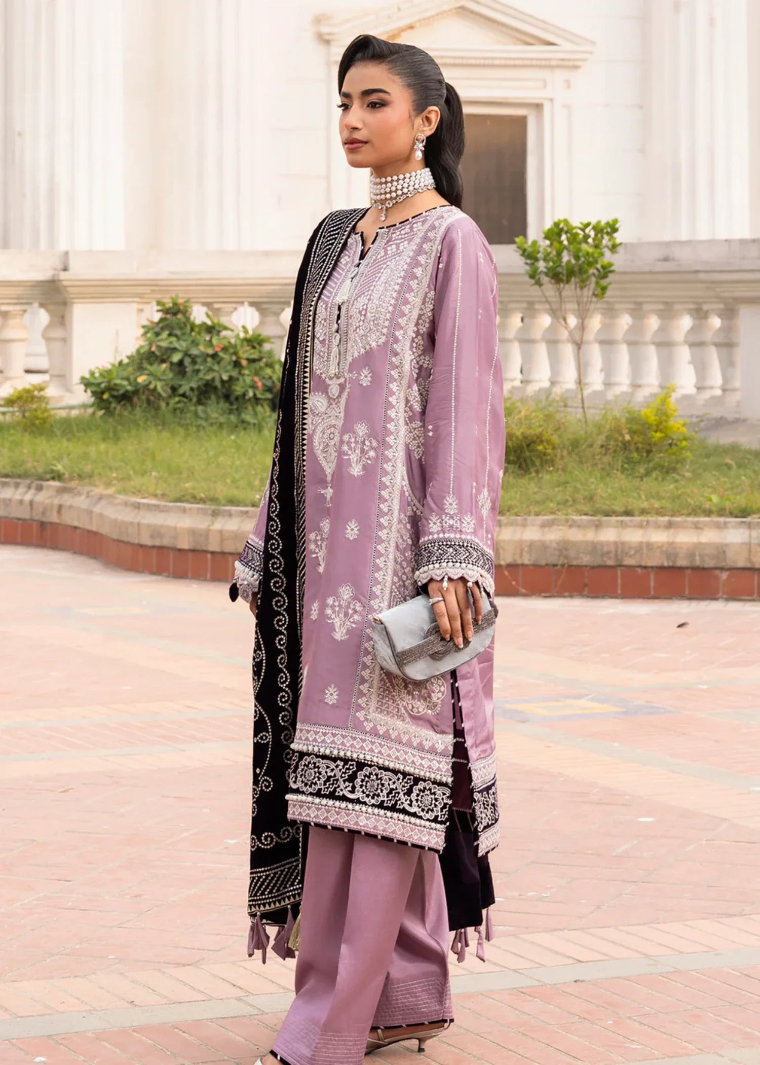 raw silk Unstitched in Mauve