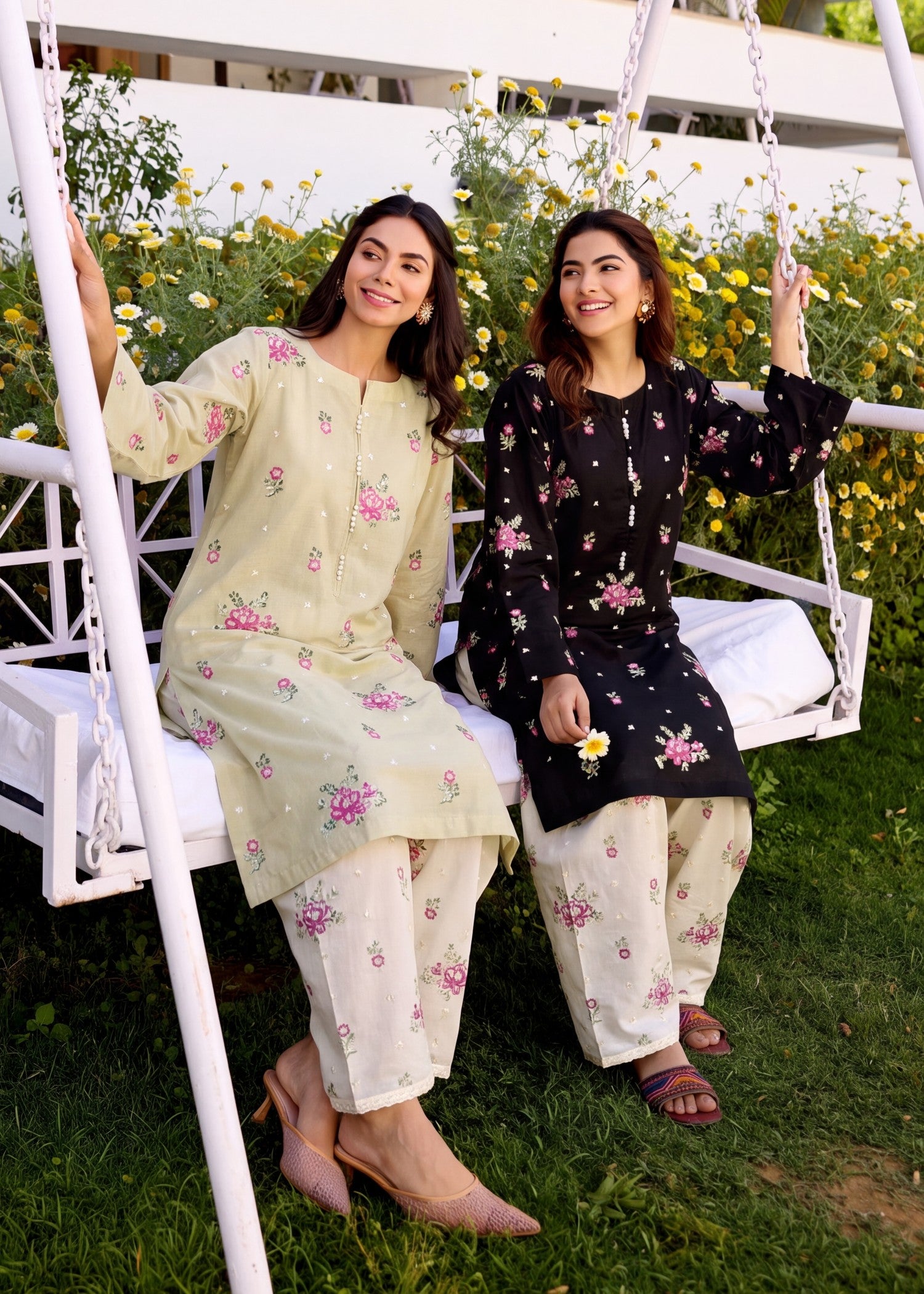 lawn Kurta Set in Khaki brown