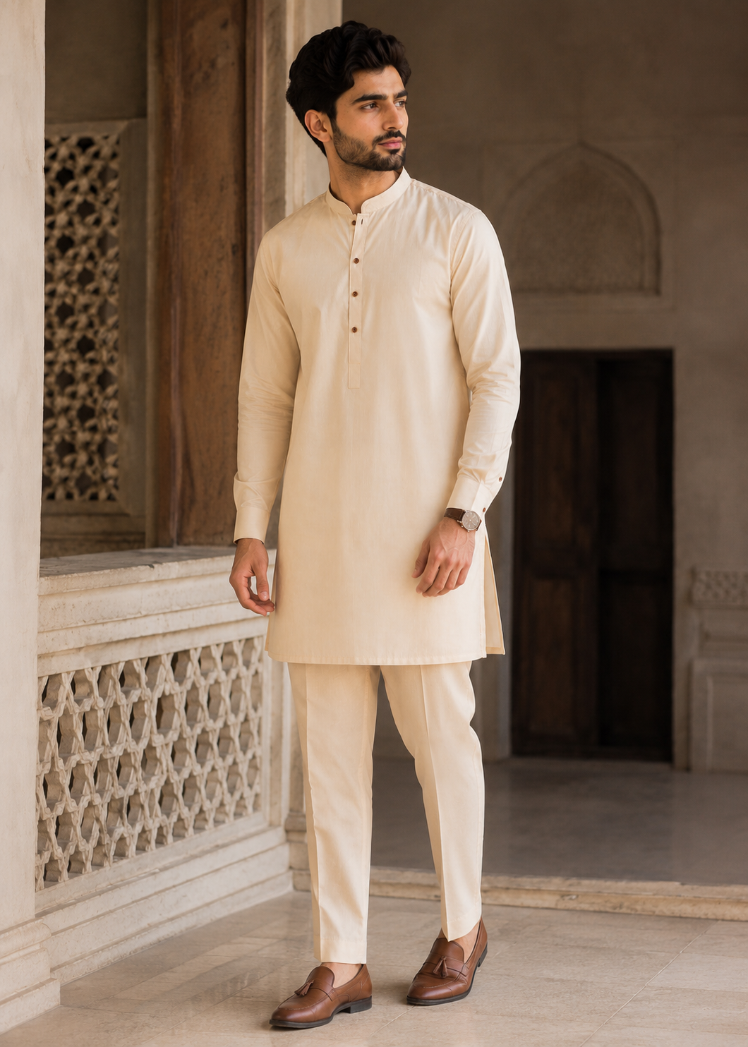 cotton Kurta Set in Peach pink