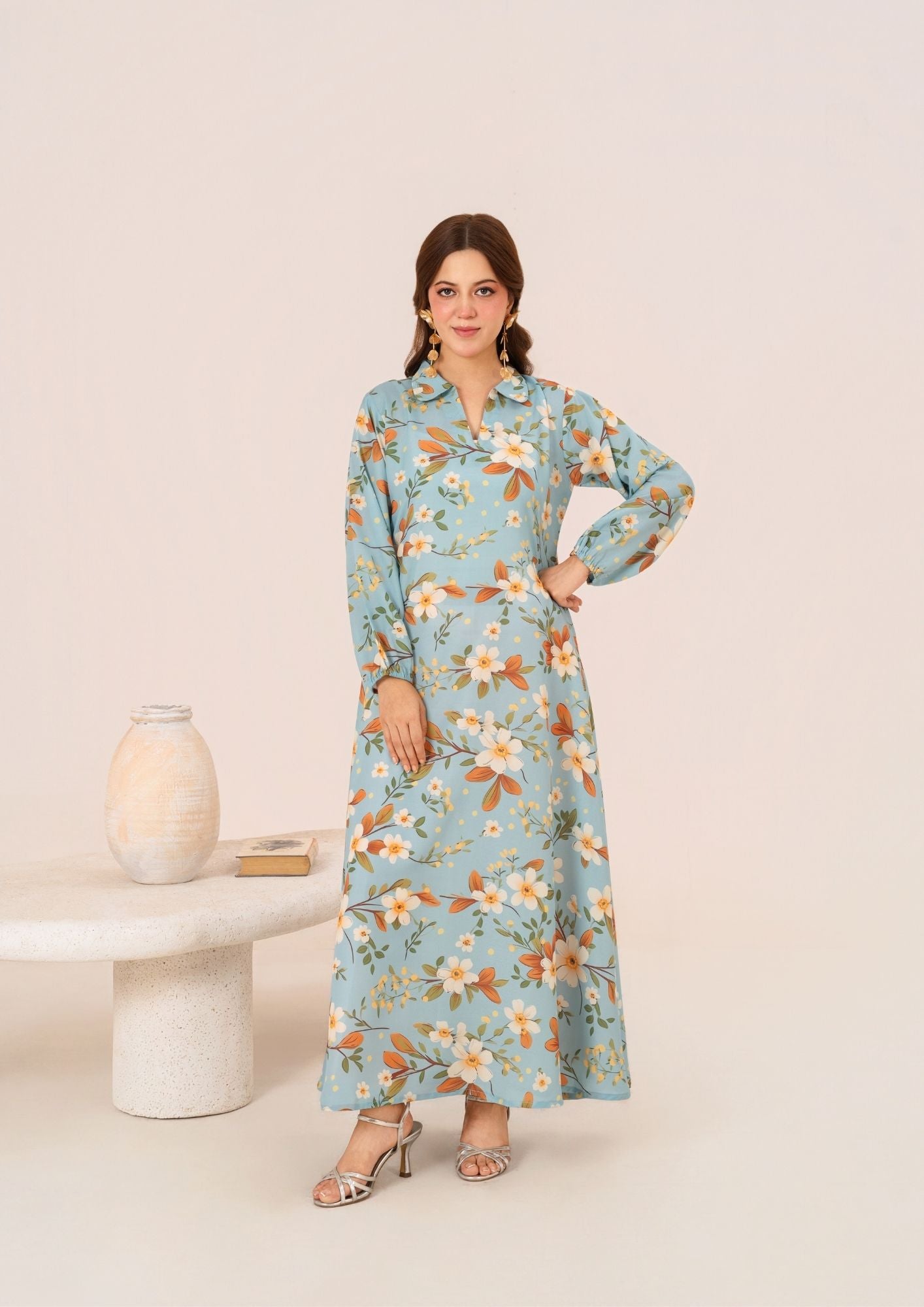 swiss cotton Pishwas in Ice blue