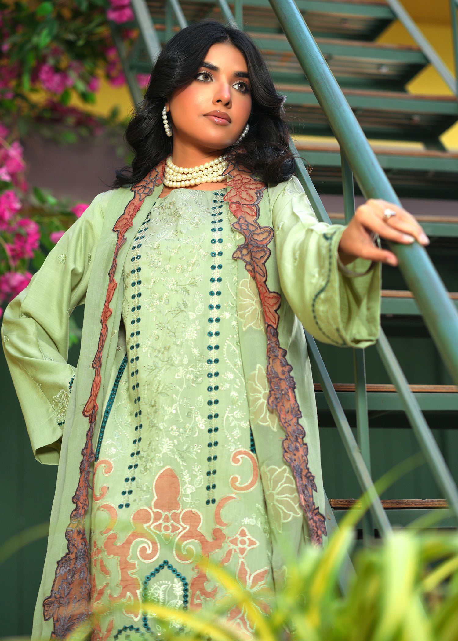 viscose Kurta Set in Lime green