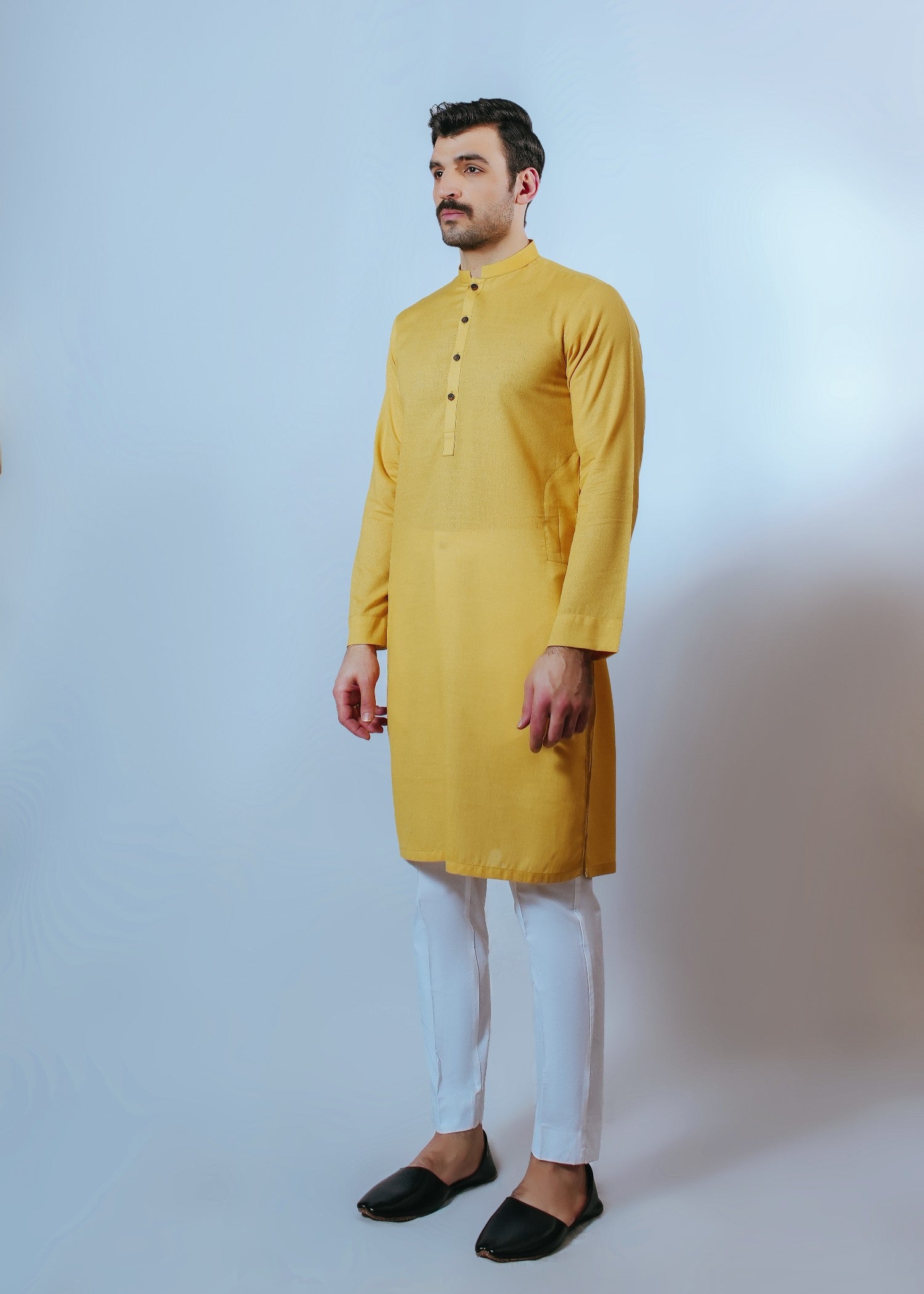 lawn karandi Kurta in Mustard