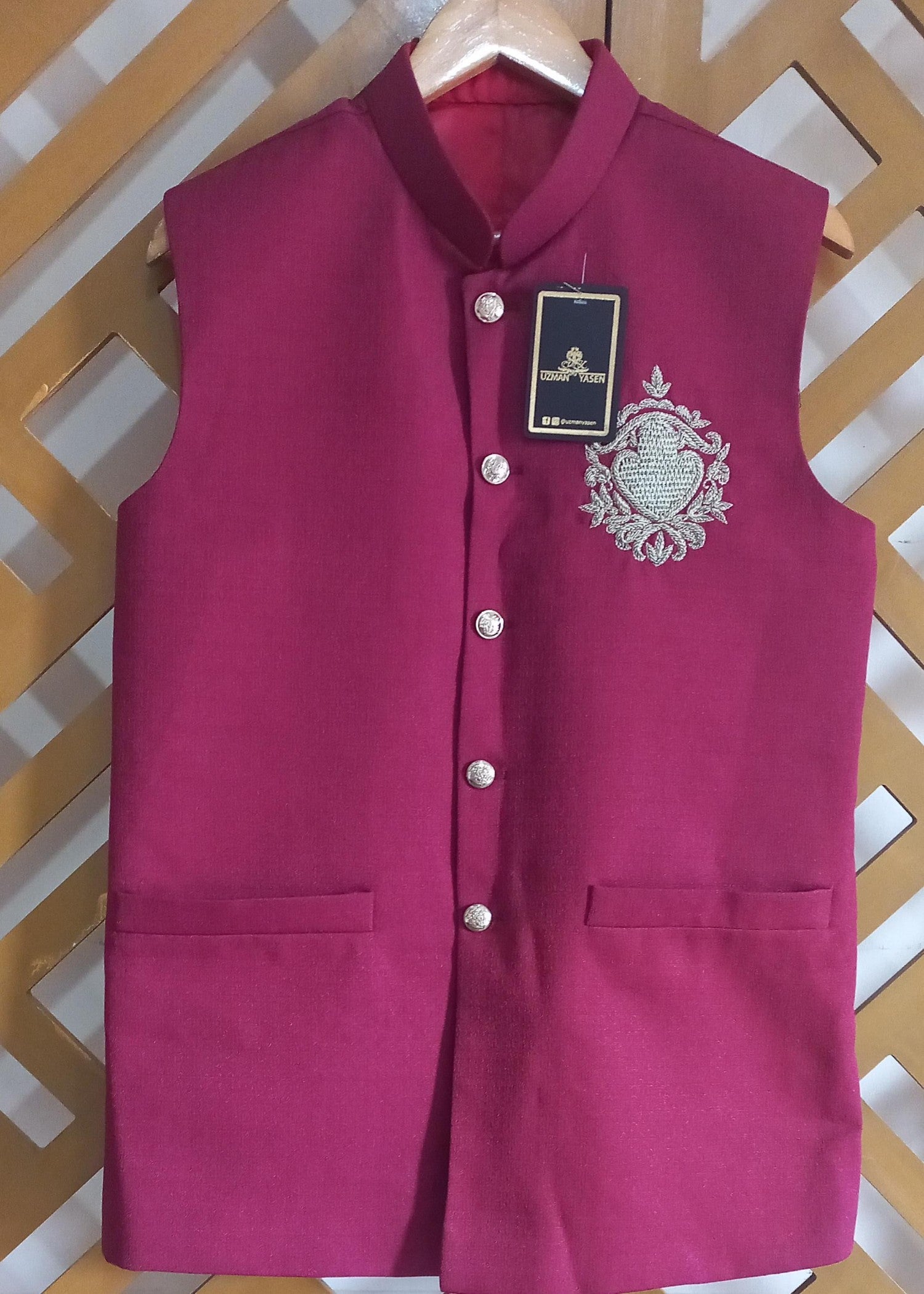 silk Waistcoat in Cherry red