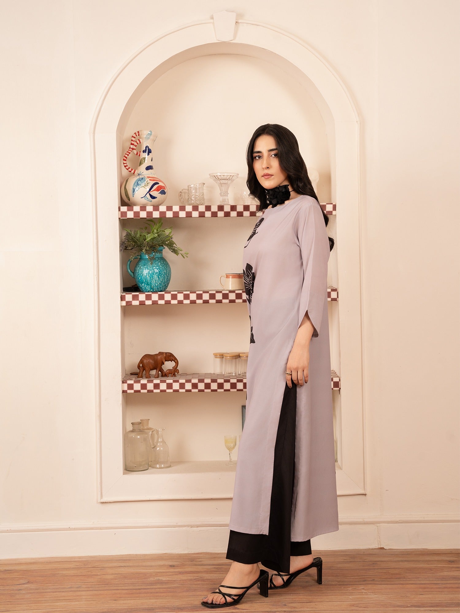 crepe Kurti in Lilac