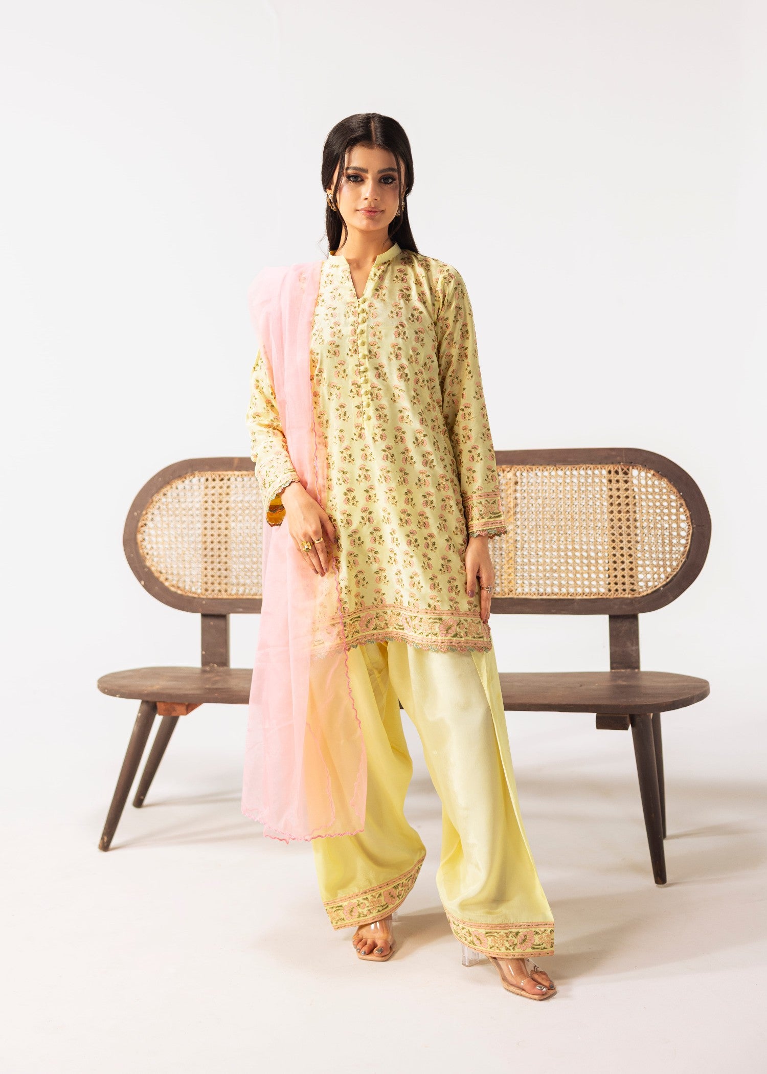 korean raw silk Kurta Set in Butter