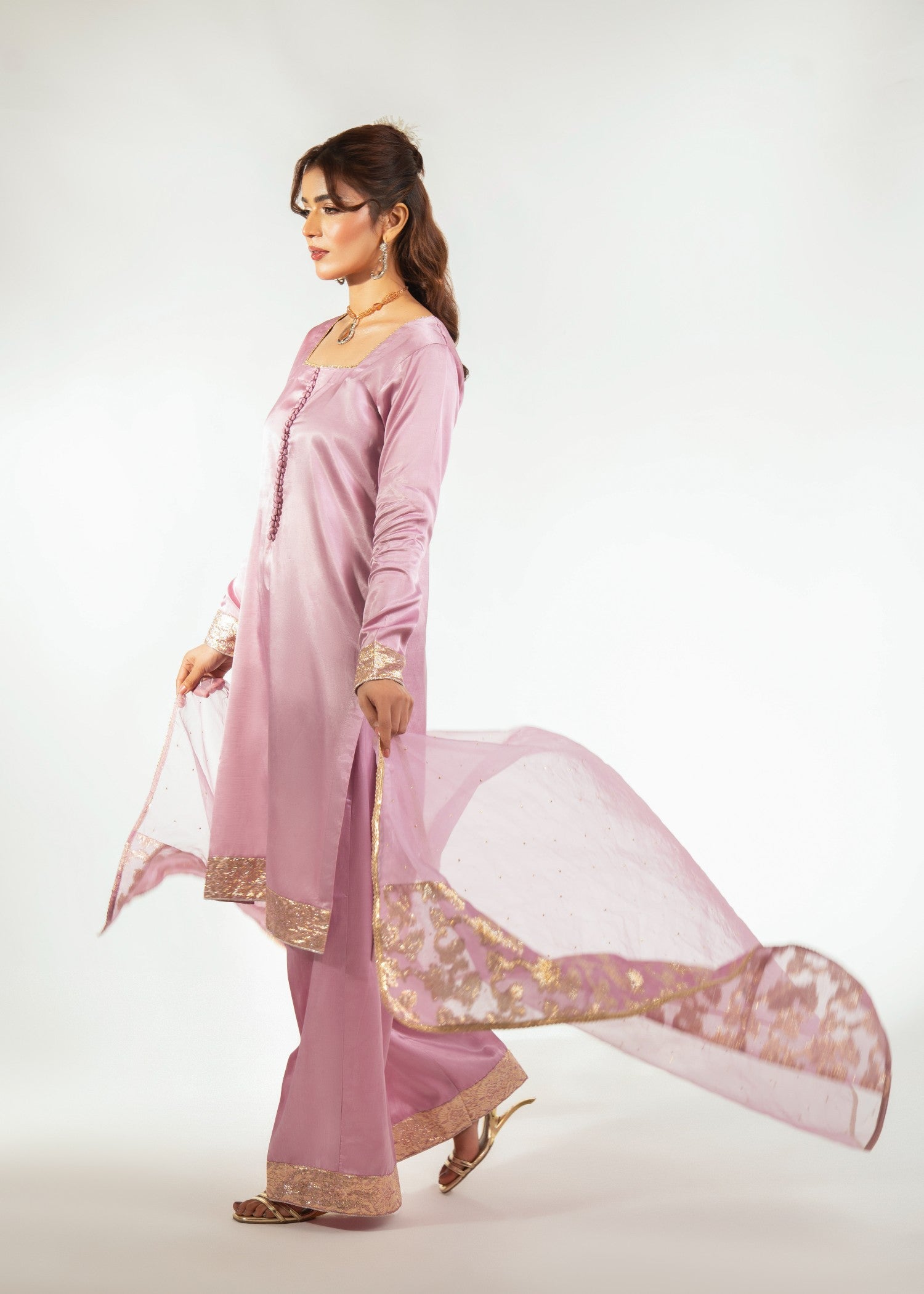 cotton silk Kurta Set in Blush pink