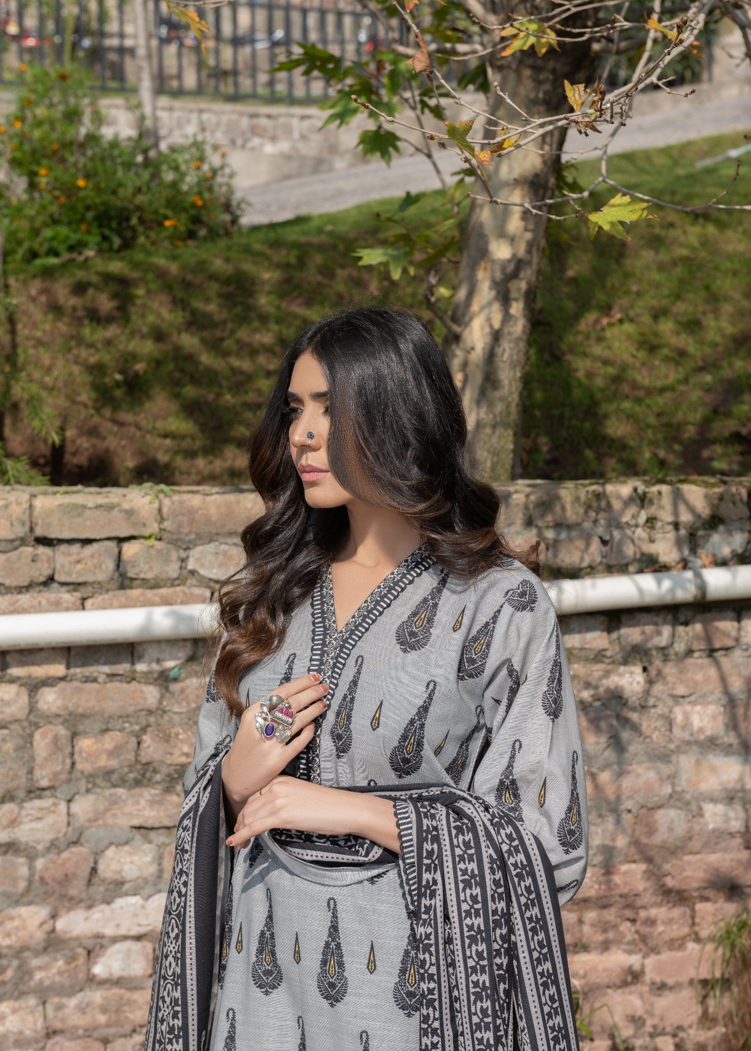 khaddar Unstitched in Grey
