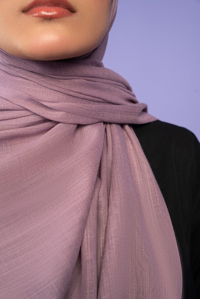 slub lawn Hijab in Mauve