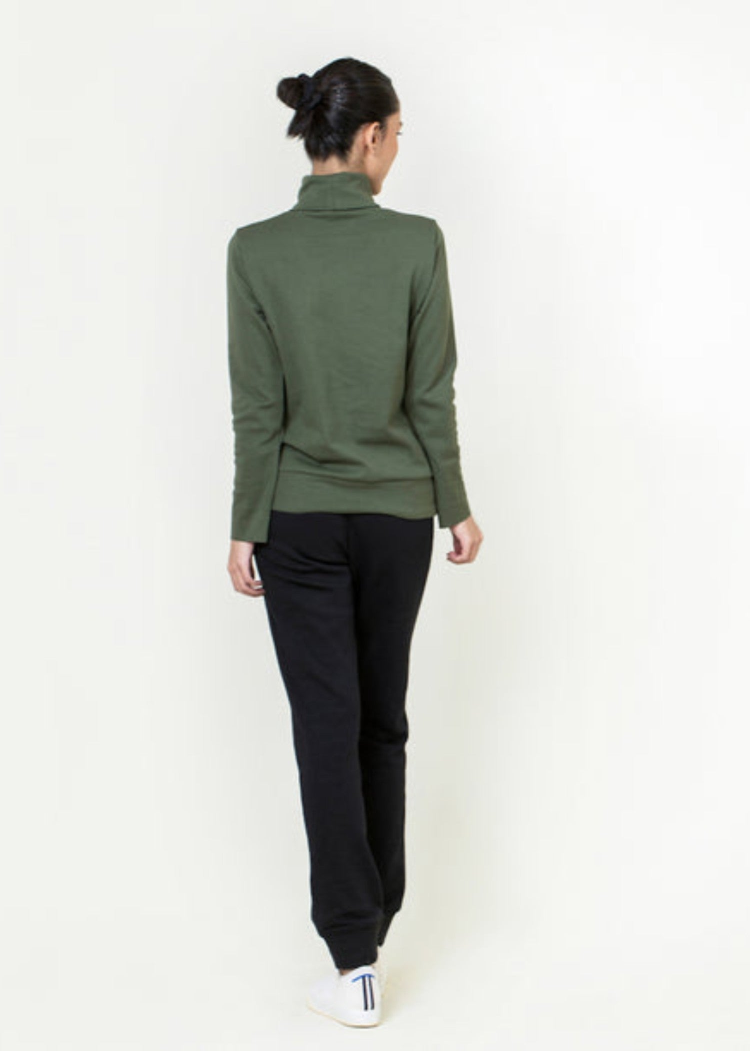 polyester-spandex Turtle Neck in Green