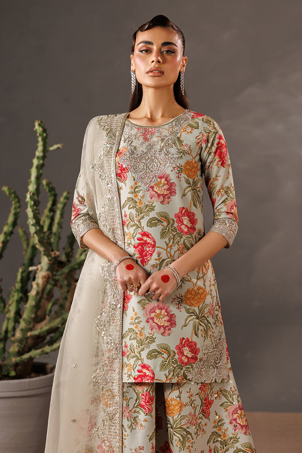 zari organza Sharara in Off-white