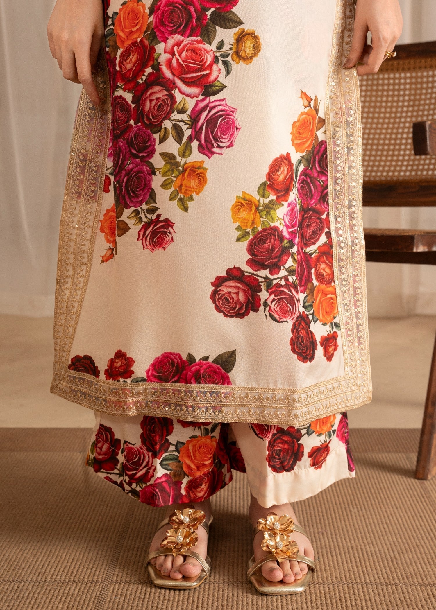 poly silk Co Ord Sets in Ivory