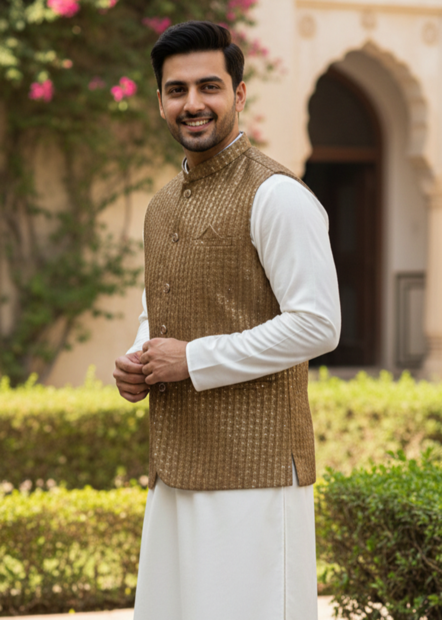 silk Waistcoat in Brown
