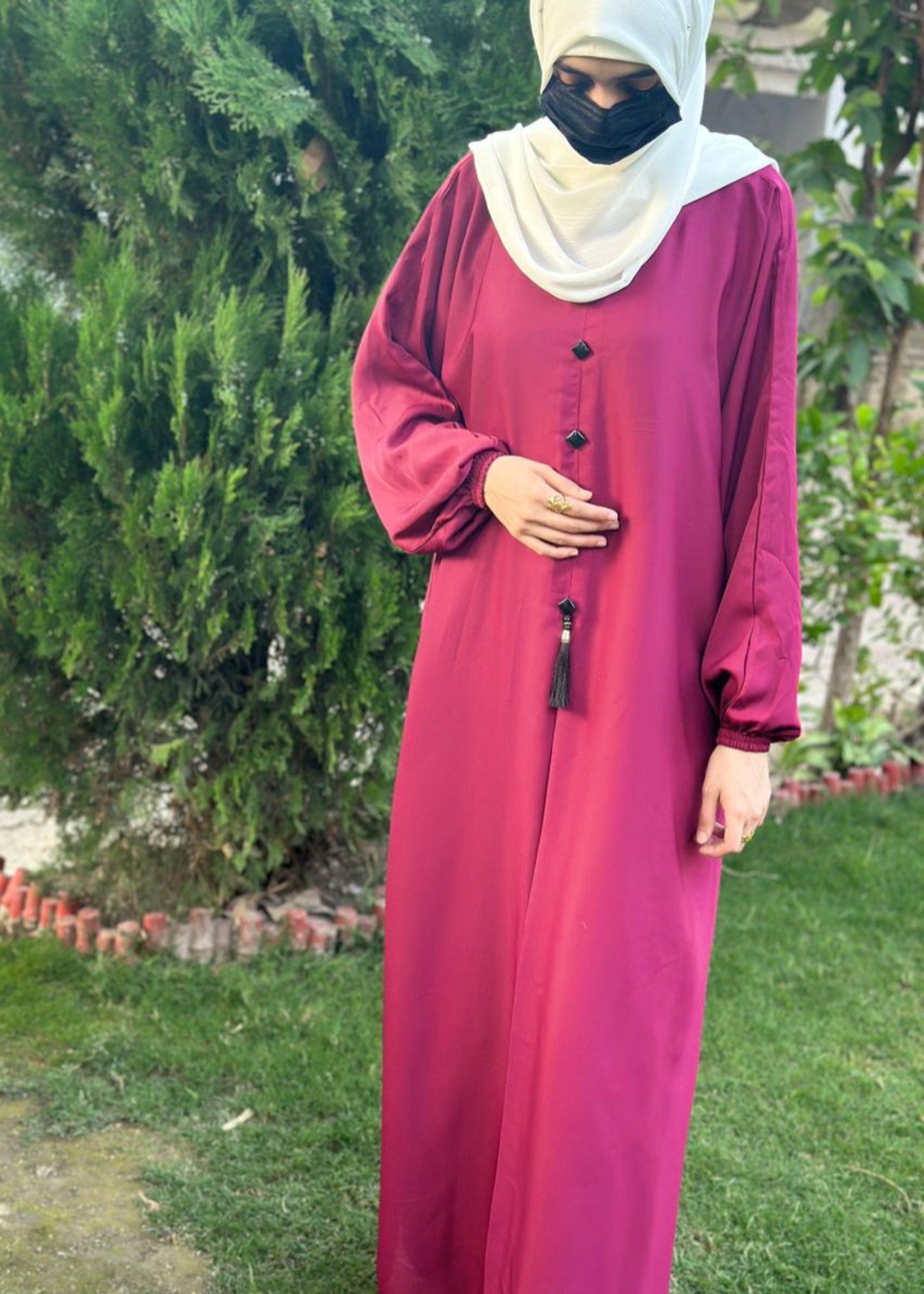 thai silk Abaya in Maroon