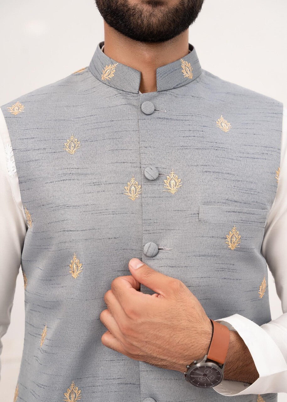 raw silk Waistcoat in Grey