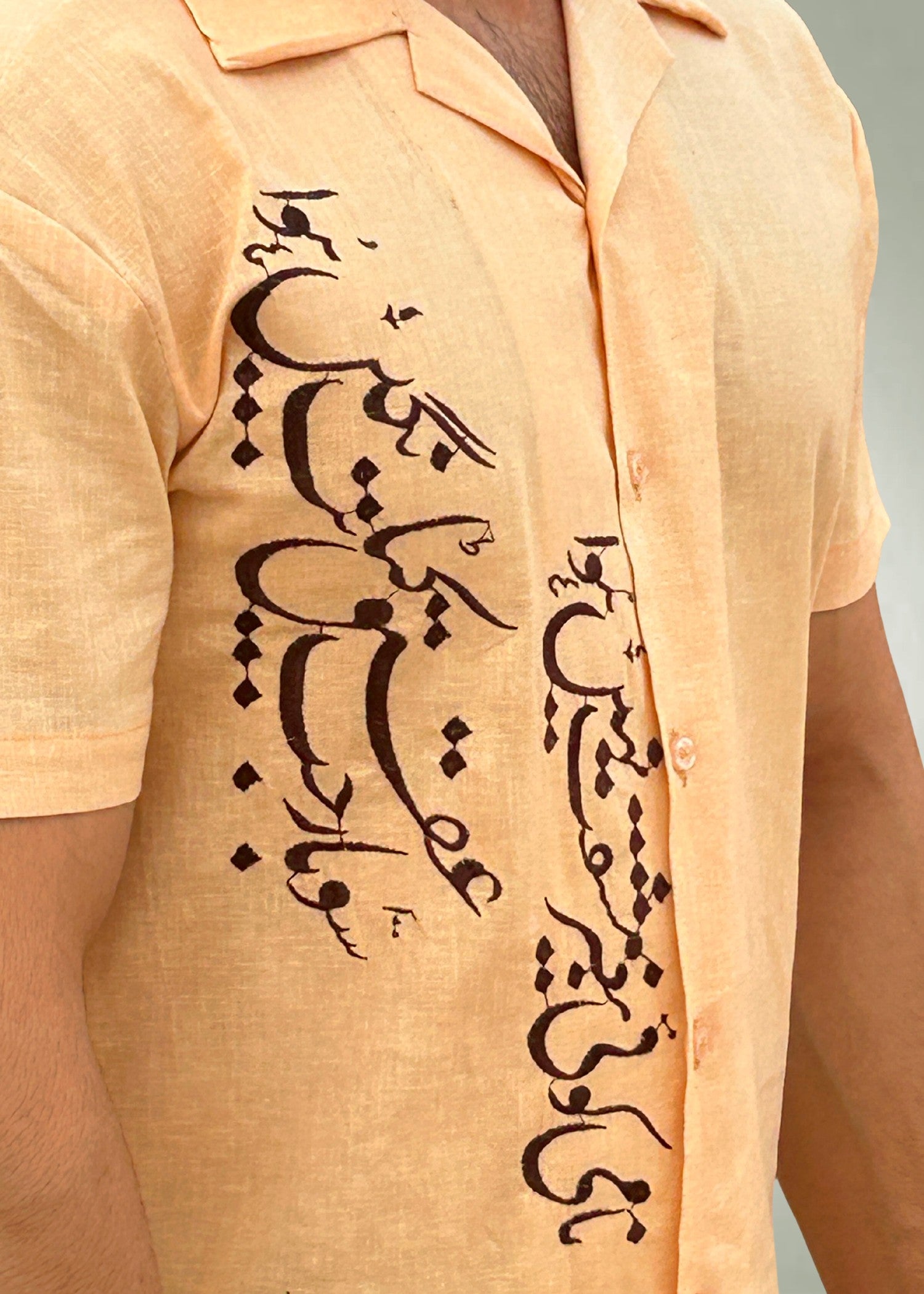 cotton linen Casual Shirt in Peach orange