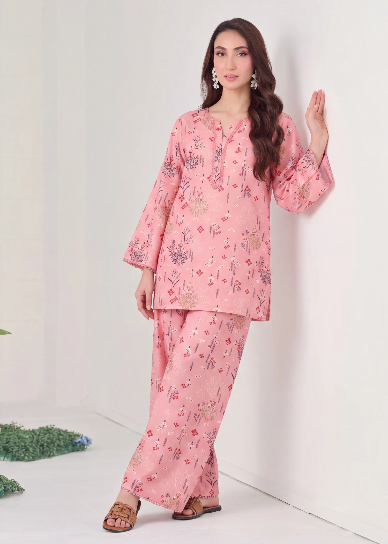 lawn Co Ord Sets in Salmon pink