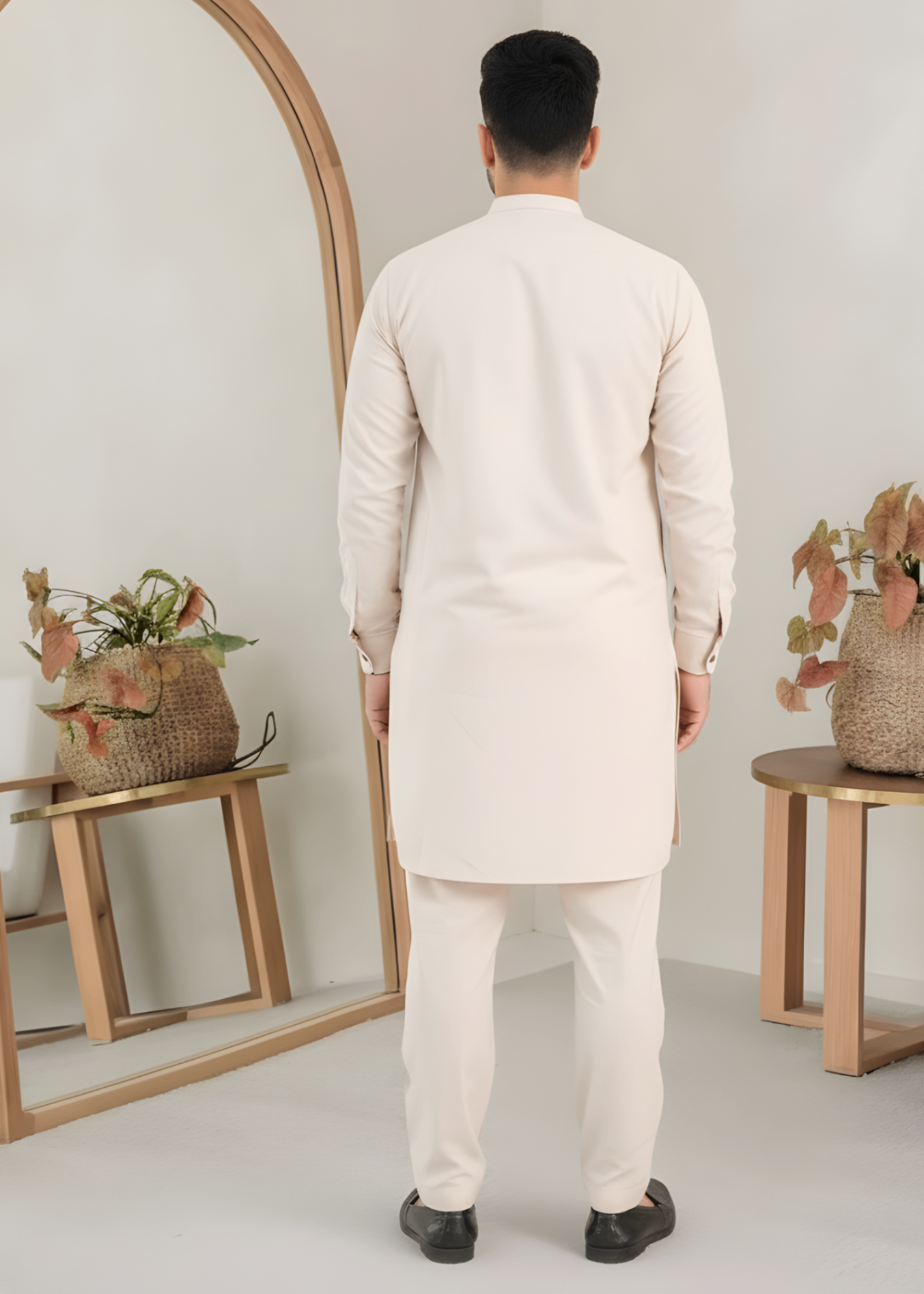 cotton Shalwar Kameez in Eggshell