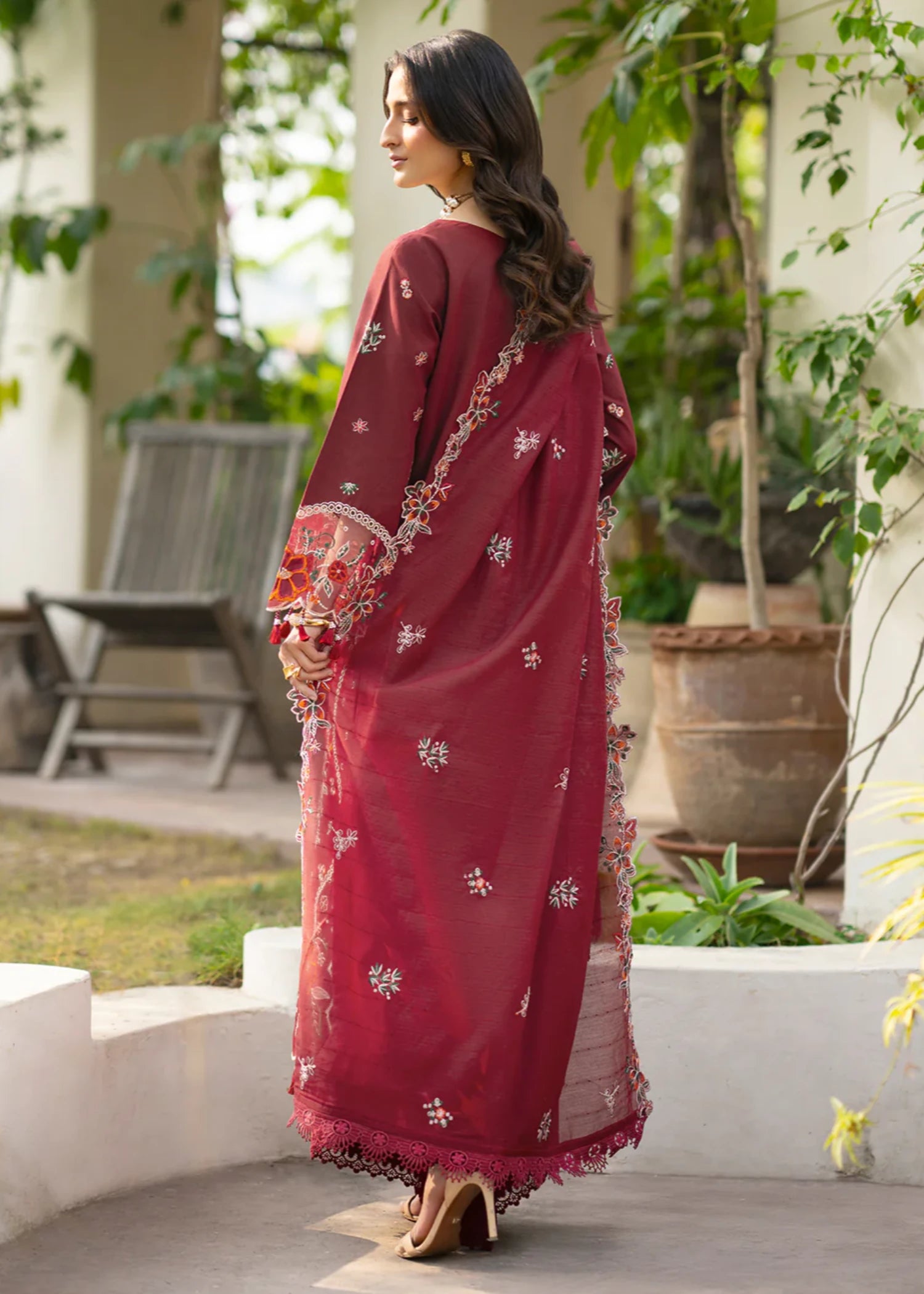 lawn Unstitched in Burgundy