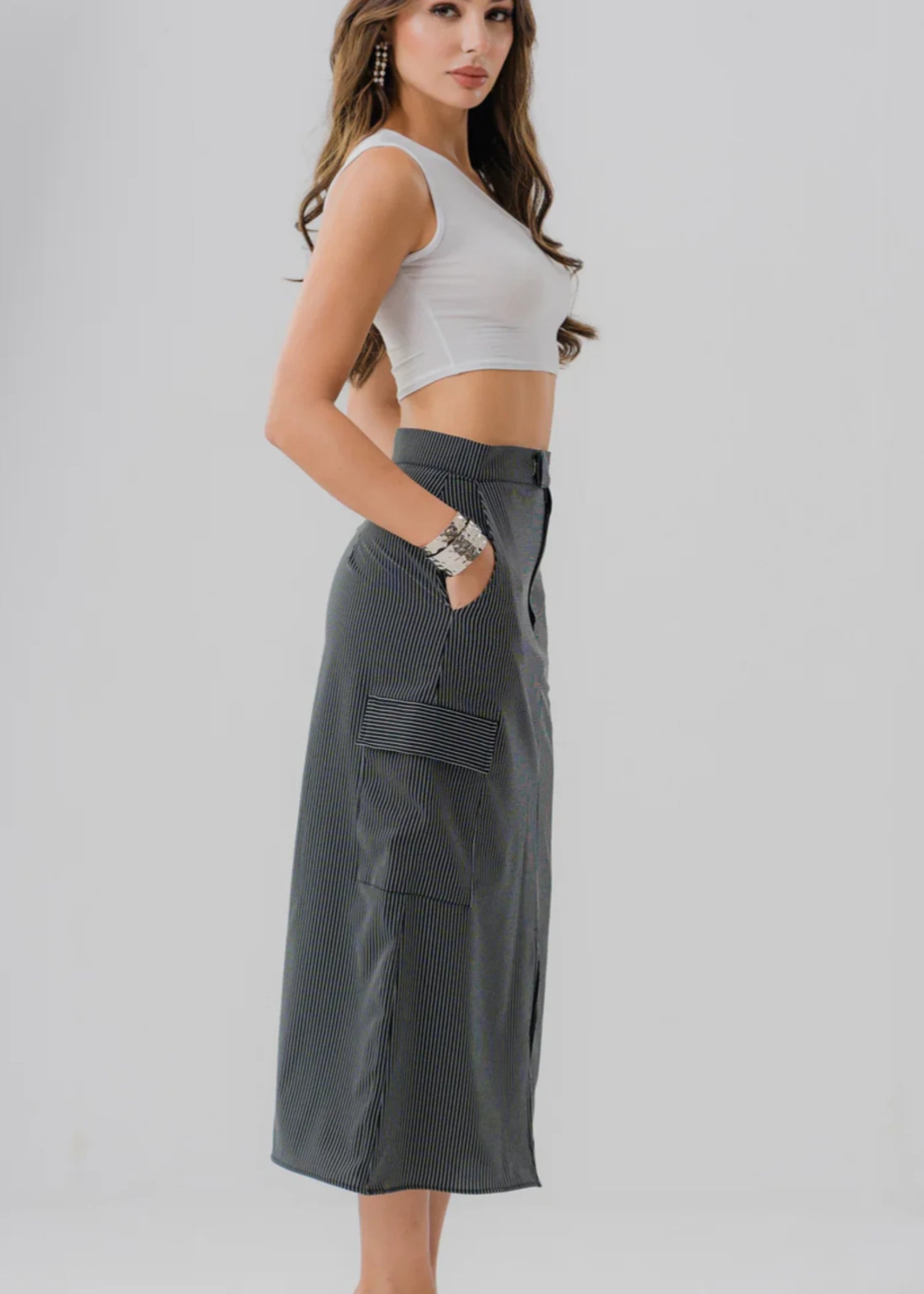 polyester Skirt in Charcoal black