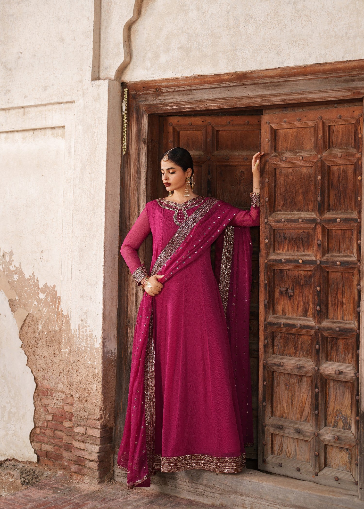 crinkle chiffon Maxi in Magenta haze