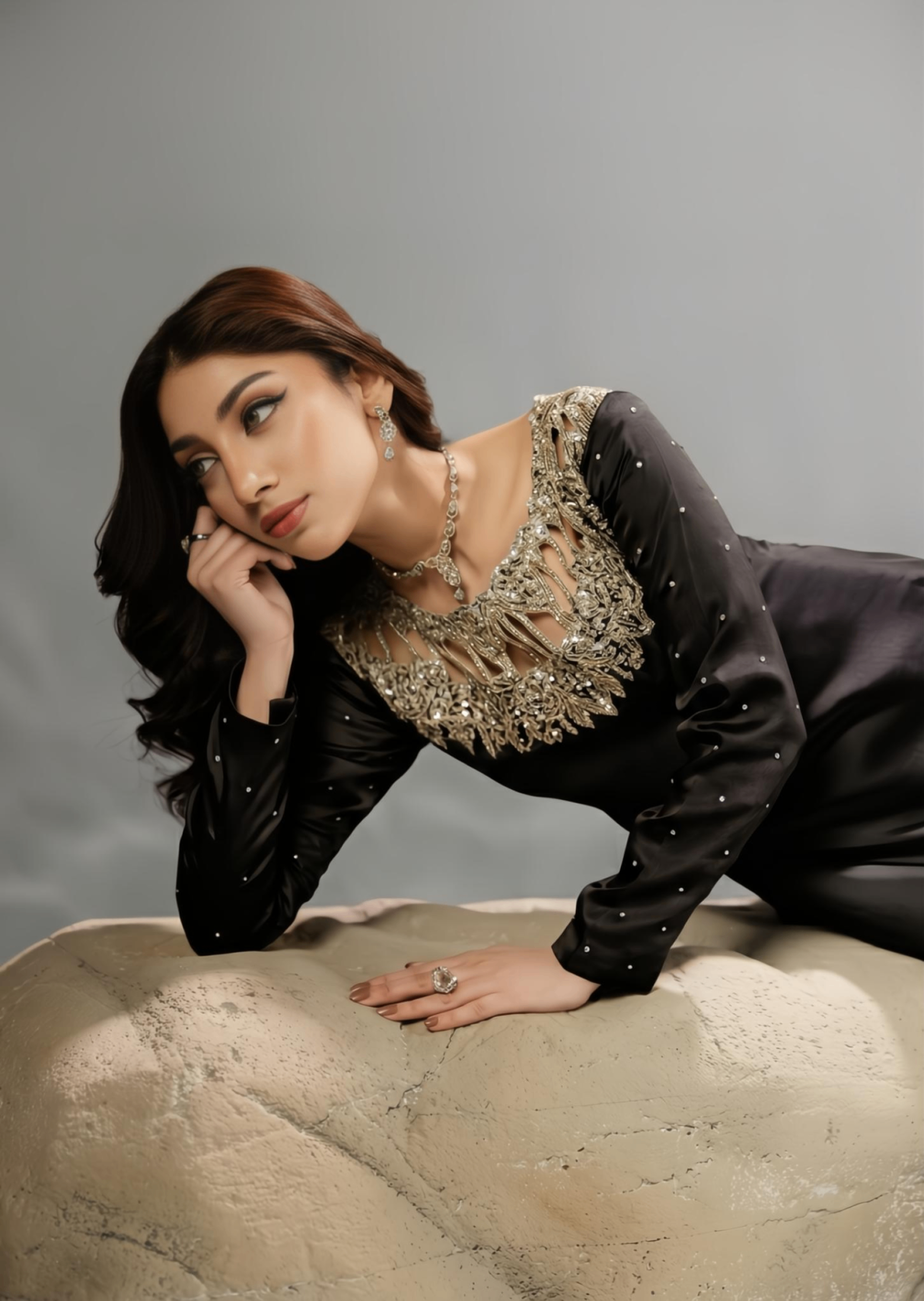 silk Kurta Set in Black