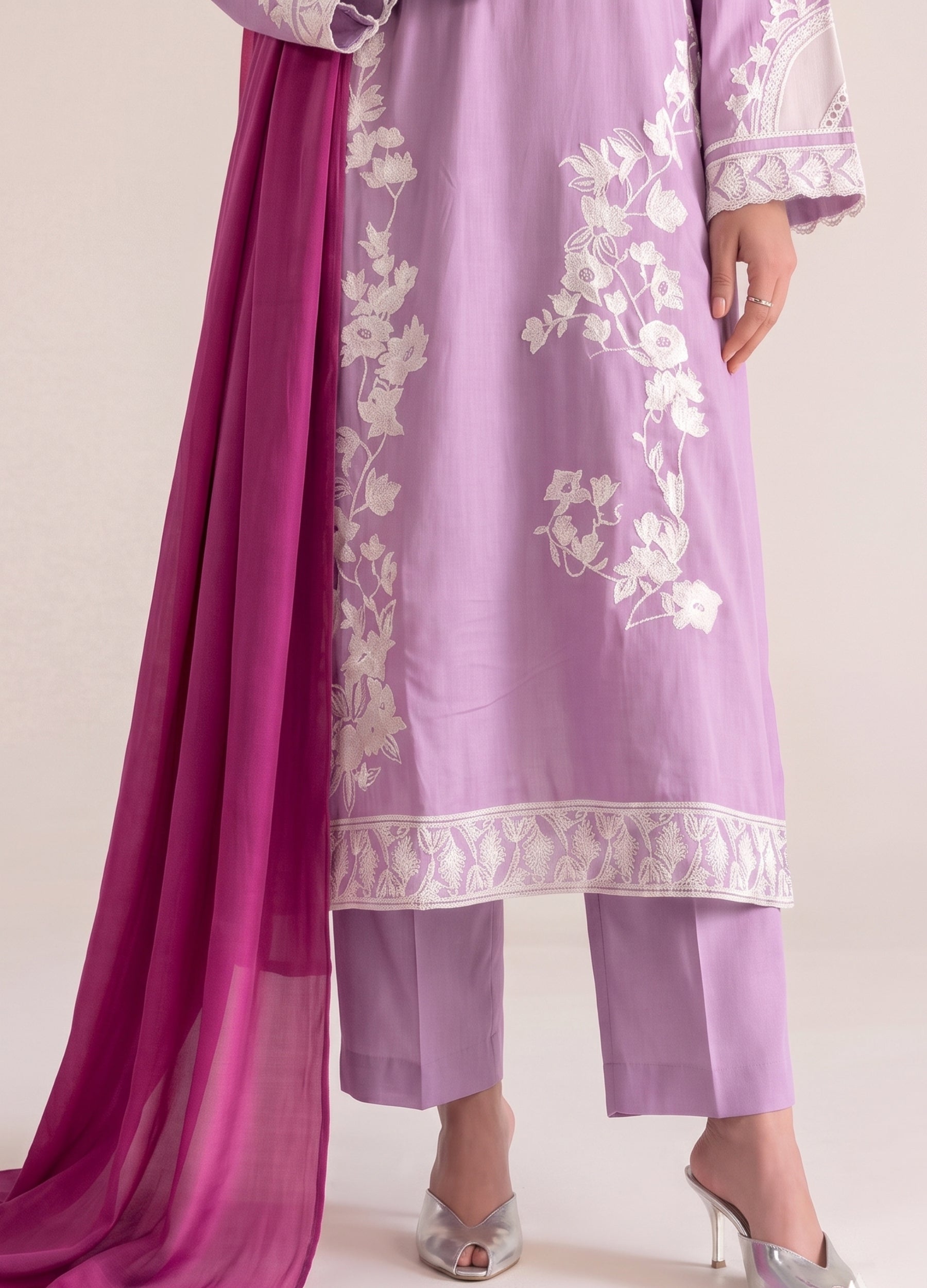 linen Kurta Set in Bubblegum