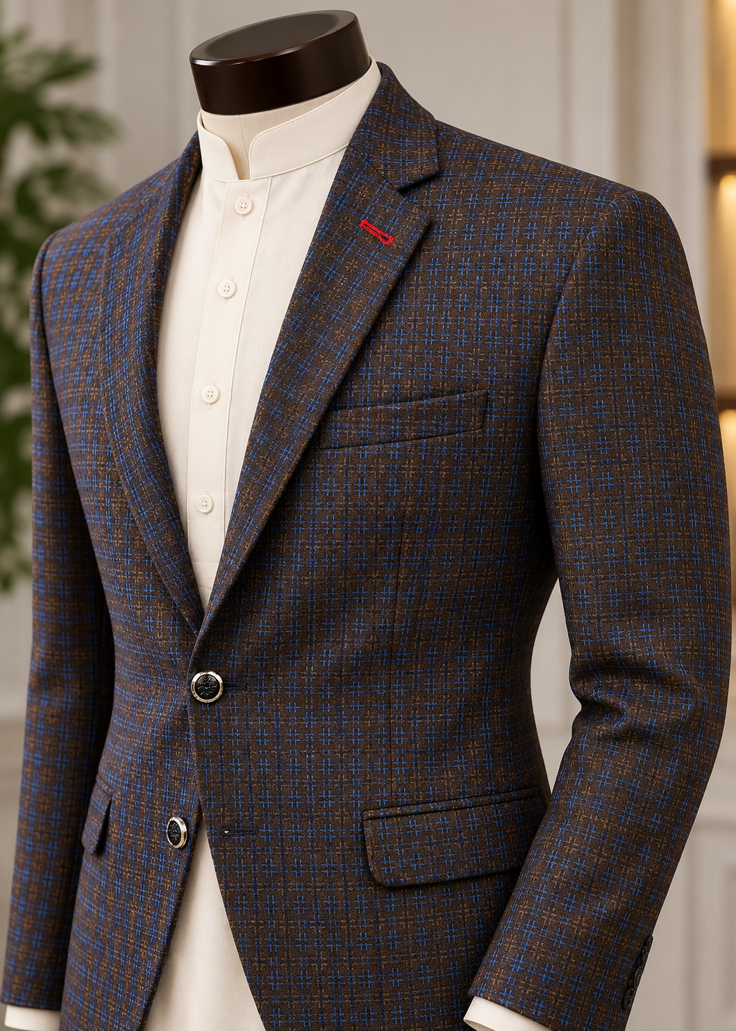 wool Blazer in Dark brown