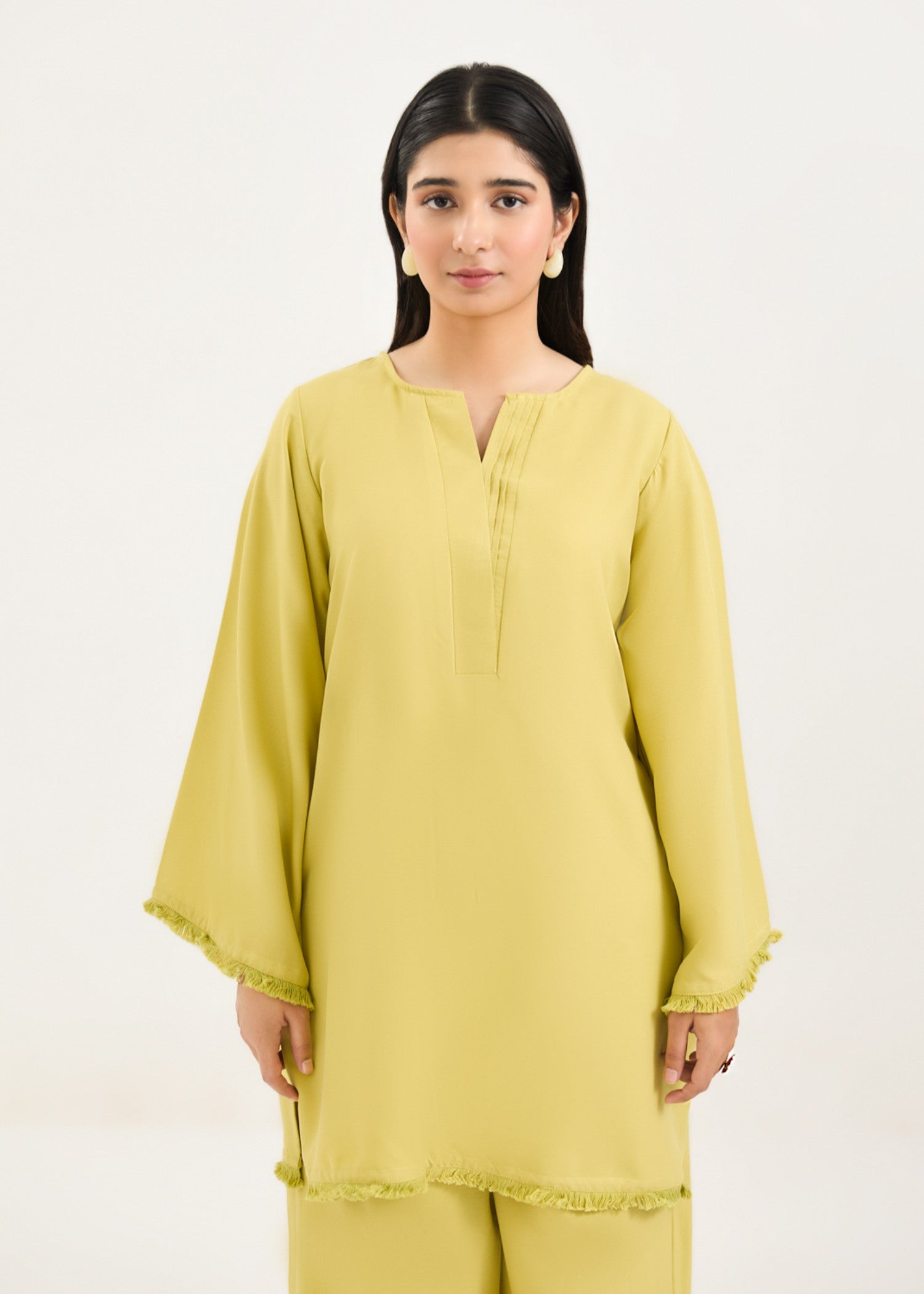 georgette Co Ord Sets in Acid yellow