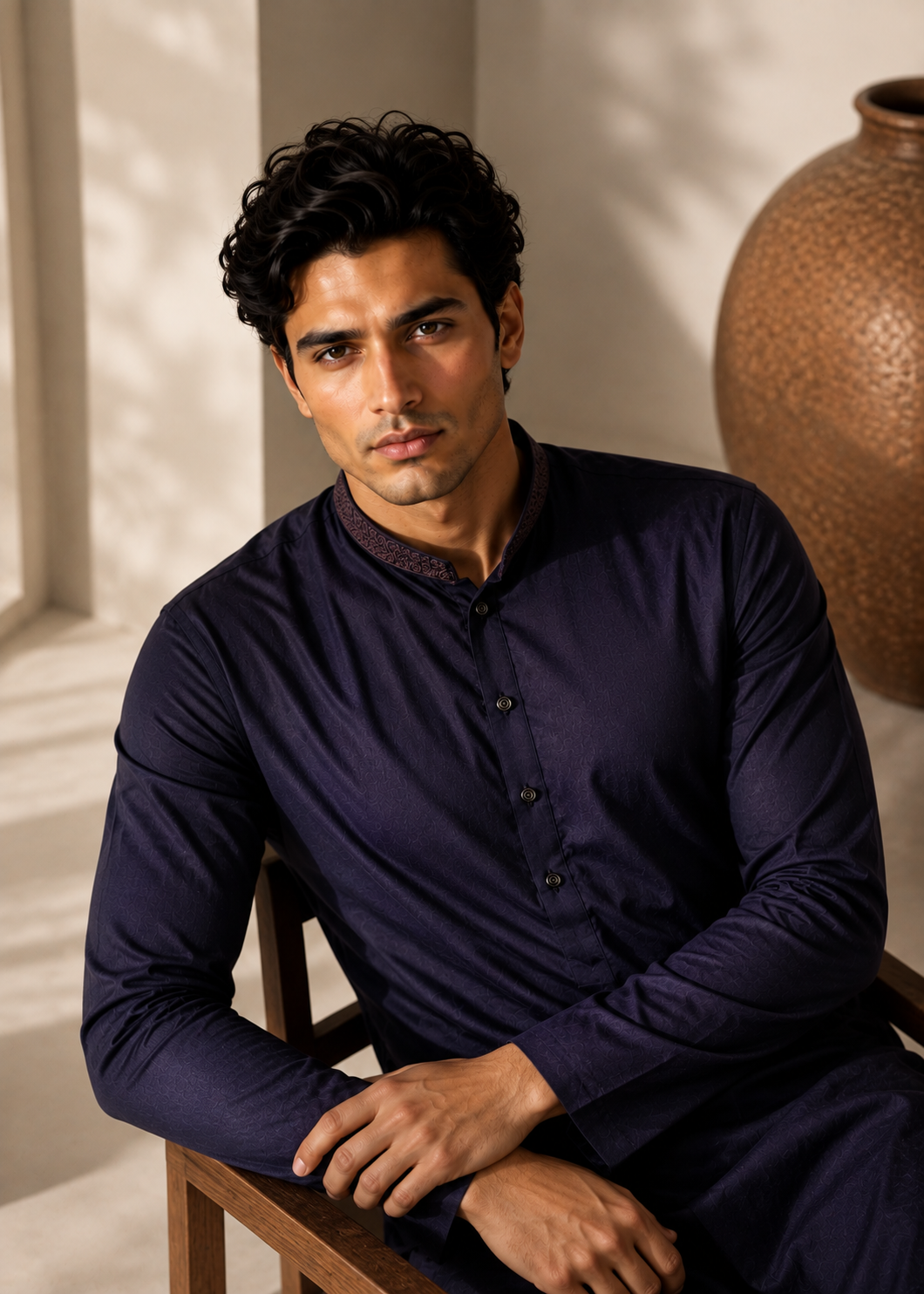 wash & wear Kurta in Plum