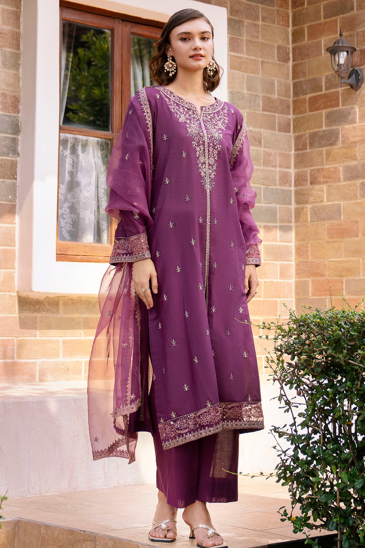 lawn Kurta Set in Royal amethyst