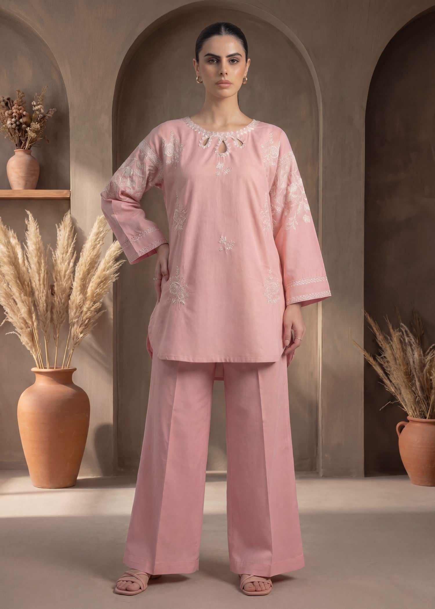 cotton dobby Kurta Set in Beige