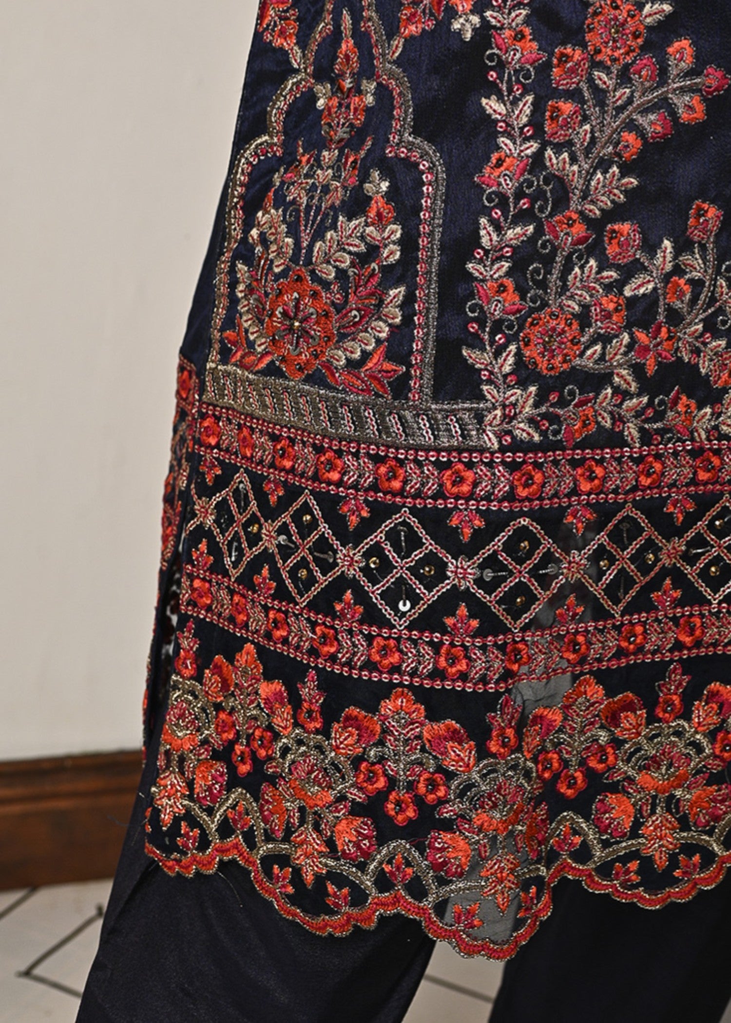 raw silk Kurta Set in Moonlight blue