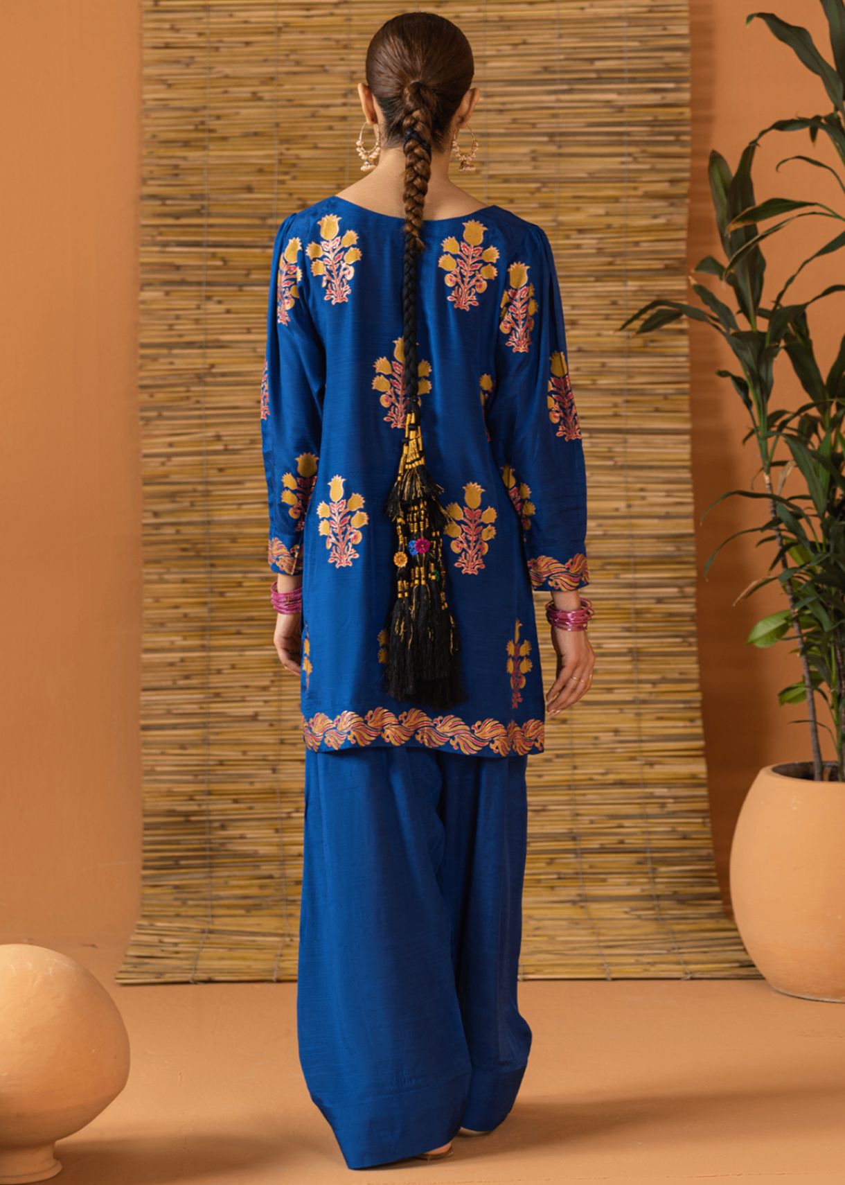 raw silk Unstitched in Dark blue