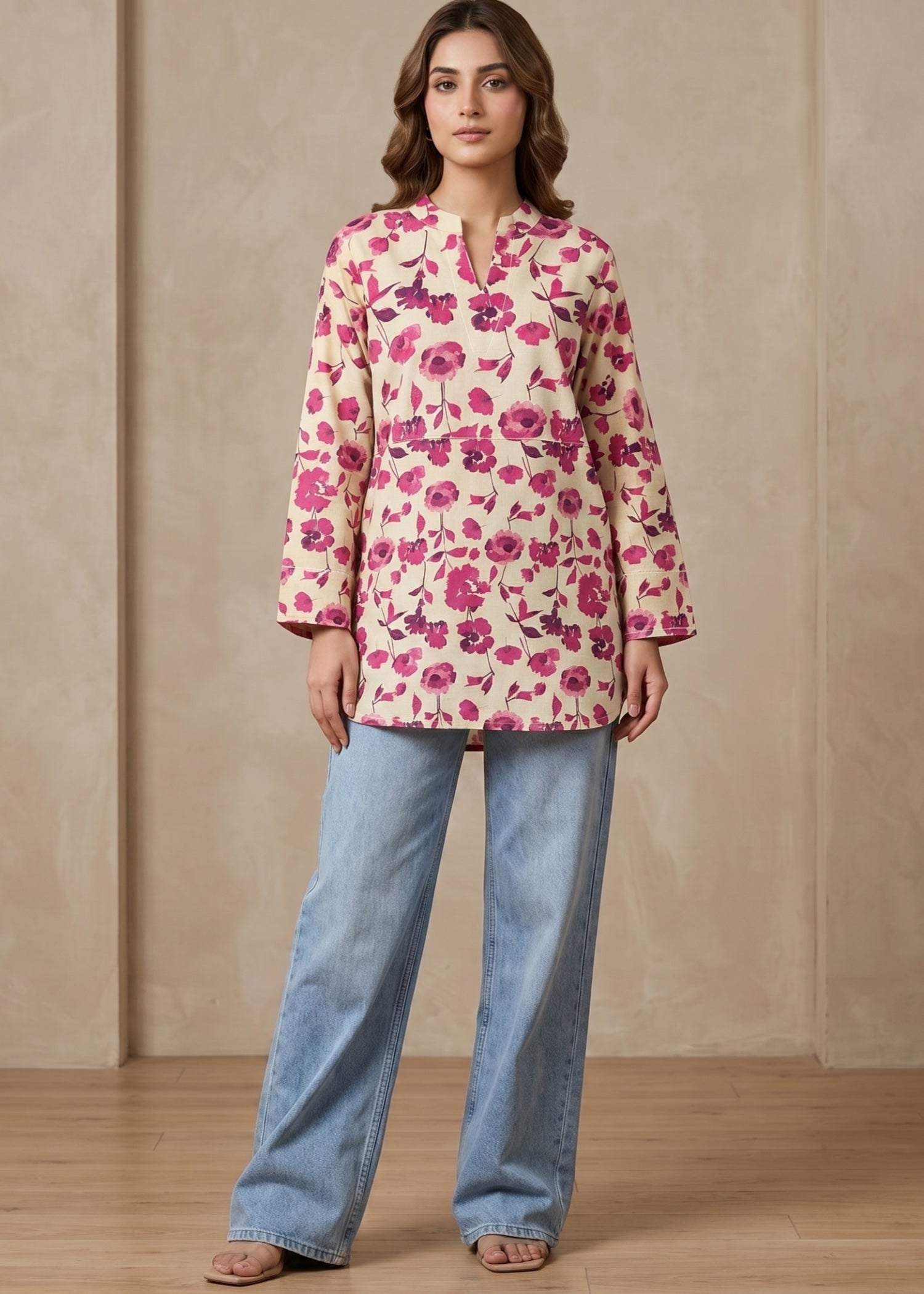 lawn cotton Kurti in Cream