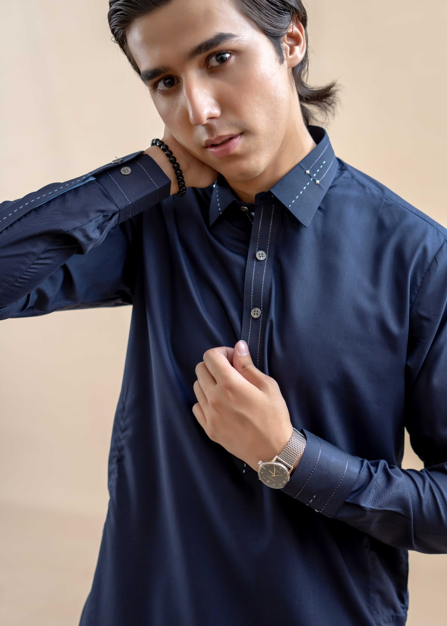 wash & wear Shalwar Kameez in Blue by Ahmad Raza